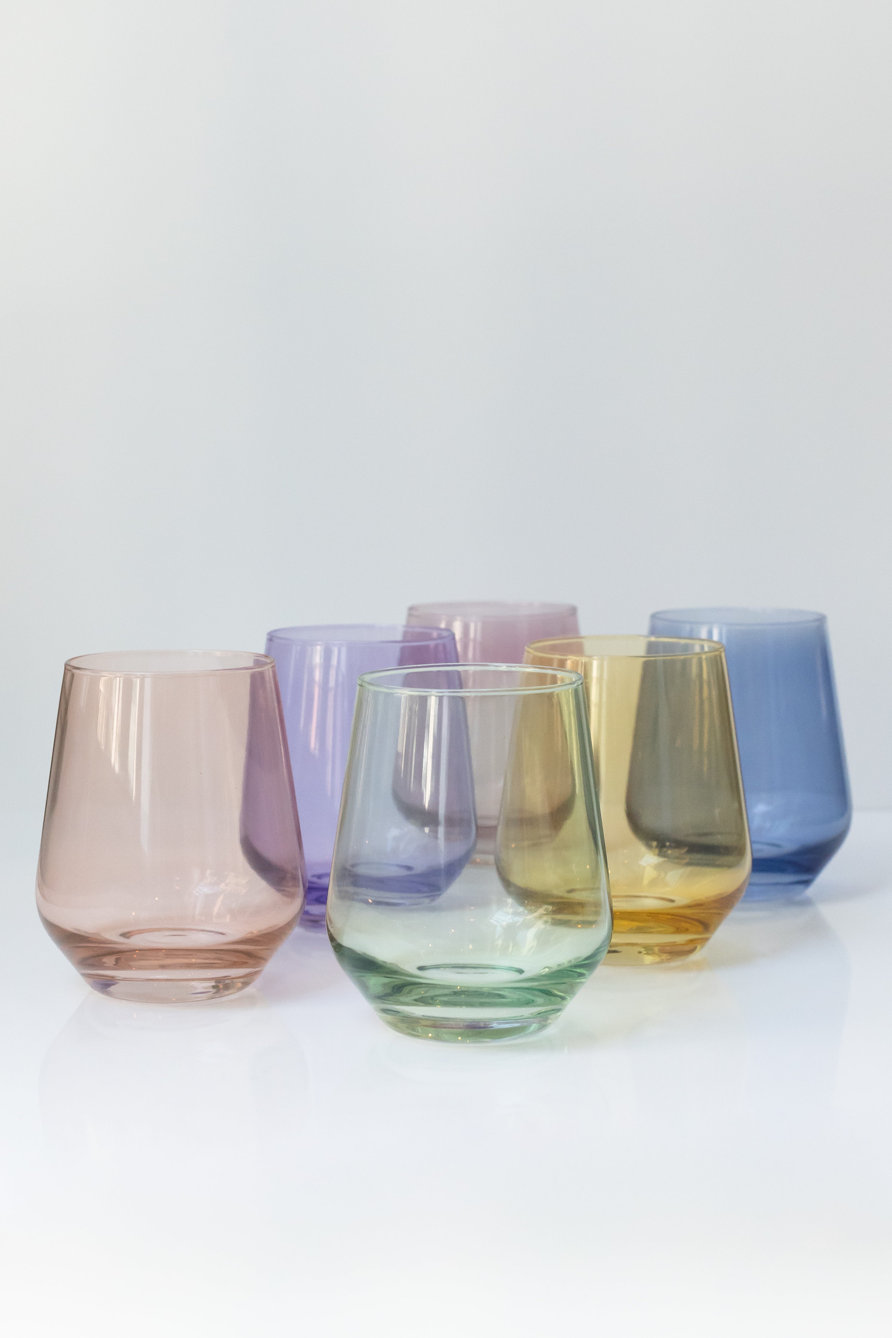 Estelle Colored Glass Estelle Colored Wine Stemless Set of 6 (Pastel Mixed Set)