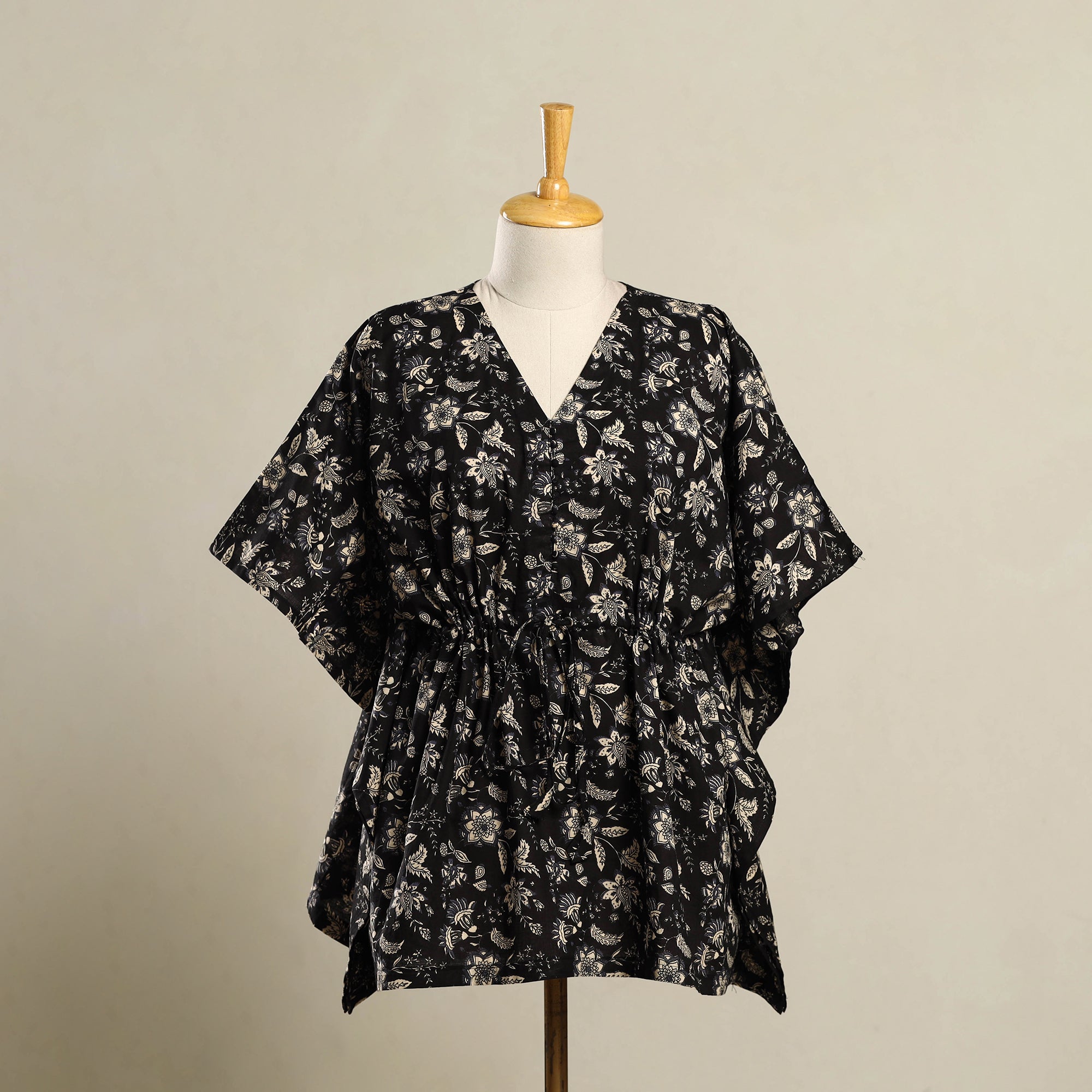 ITOKRI CASUALS Black - Block Print Bagru Cotton Kaftan (Short) 22