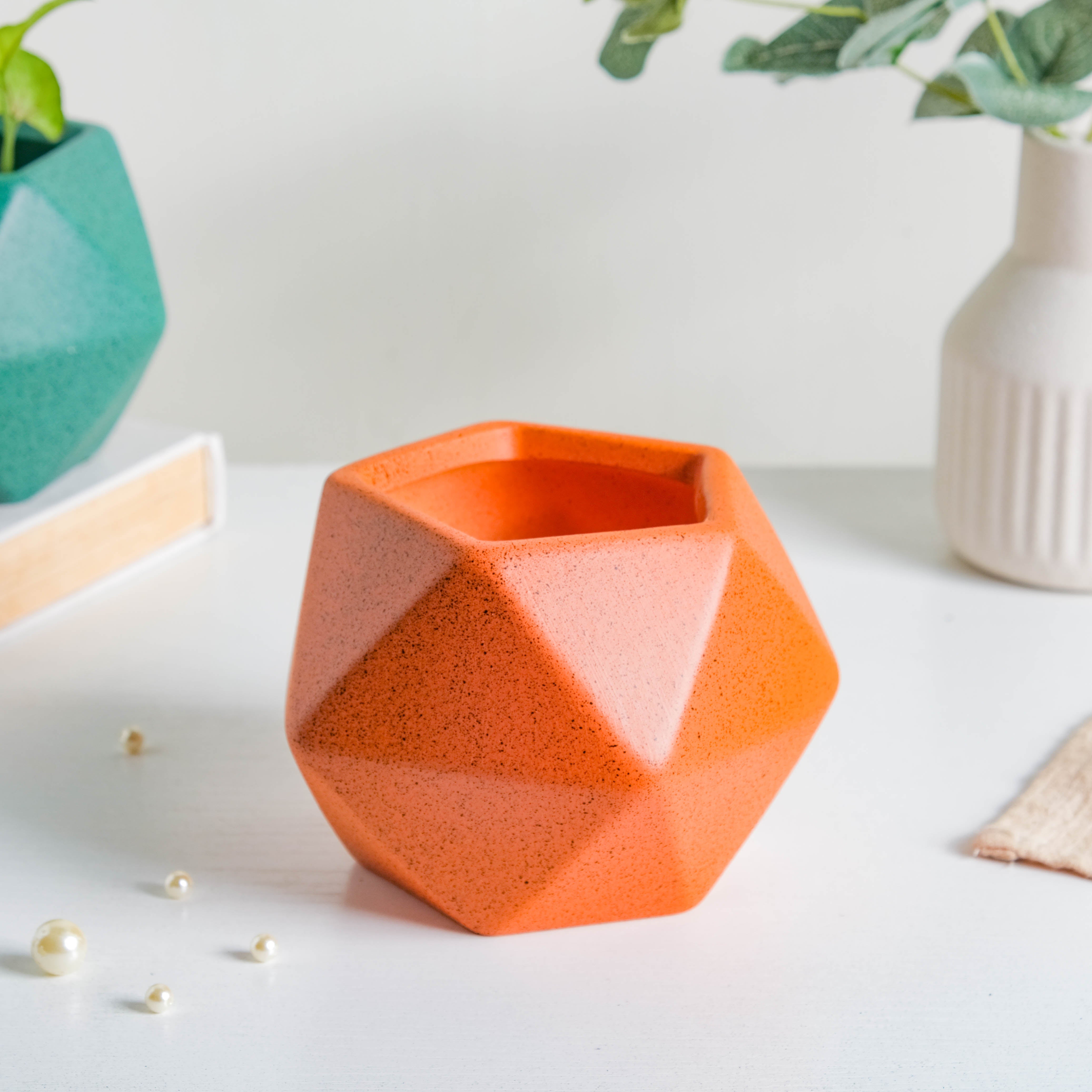 Nestasia Orange Abstract Plant Pot