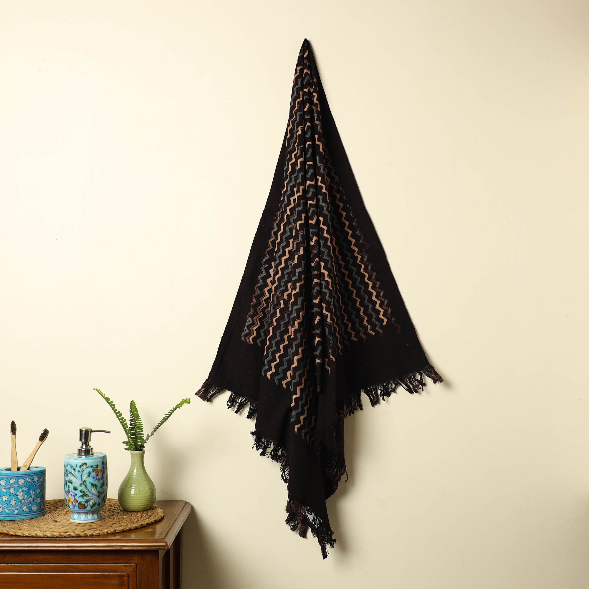 KACHCHH JI CHHAAP Brown - Handloom Block Print Cotton Ajrakh Towel 02