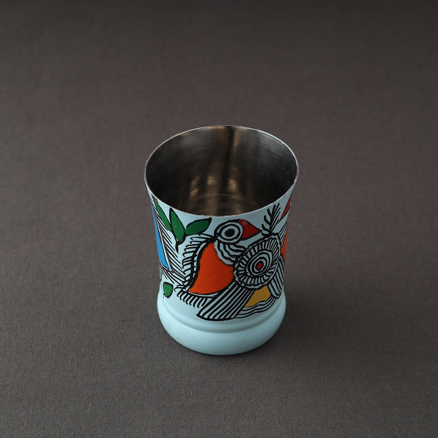 AAYAAS Blue - Godna Madhubani Handpainted Stainless Steel Glass - view 2