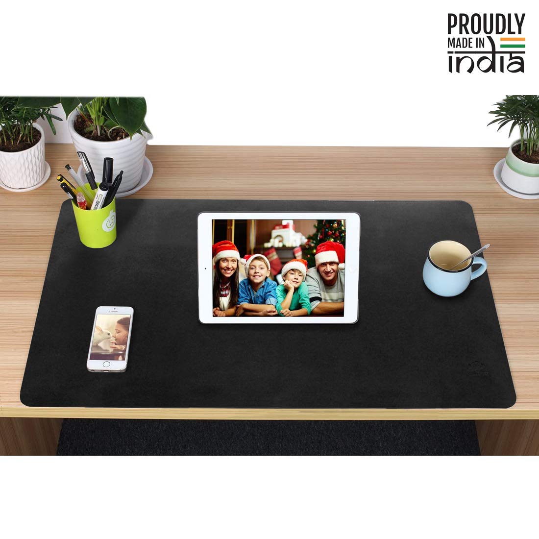 The Clownfish Faux Leather Non-slip Desk Mat Extended Mouse Pad for PC Laptop Gaming Mouse Keyboard Pad for Work Office Home (Dark Brown) - view 2