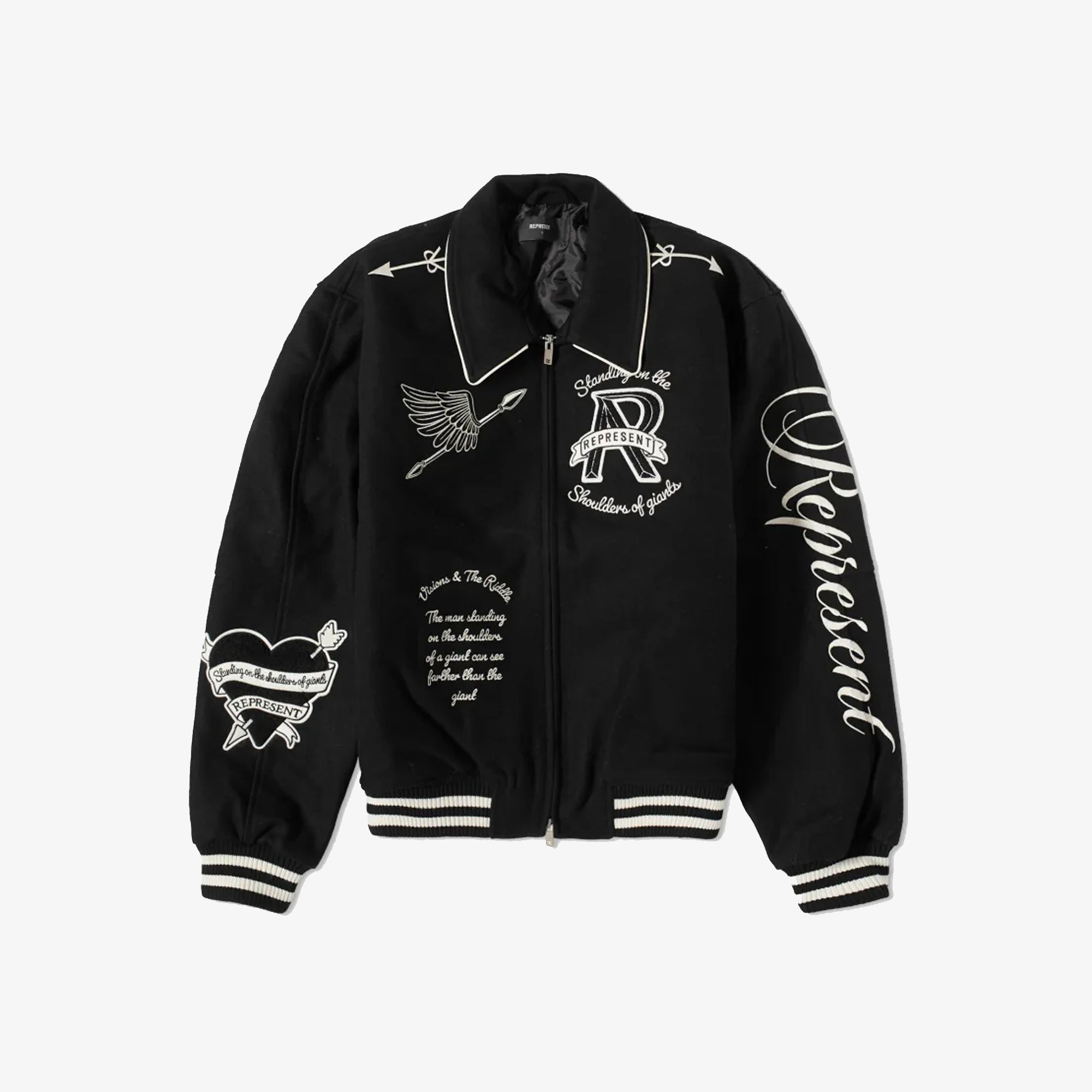 Represent | CHERUB WOOL VARSITY JACKET { JET BLACK - view 3