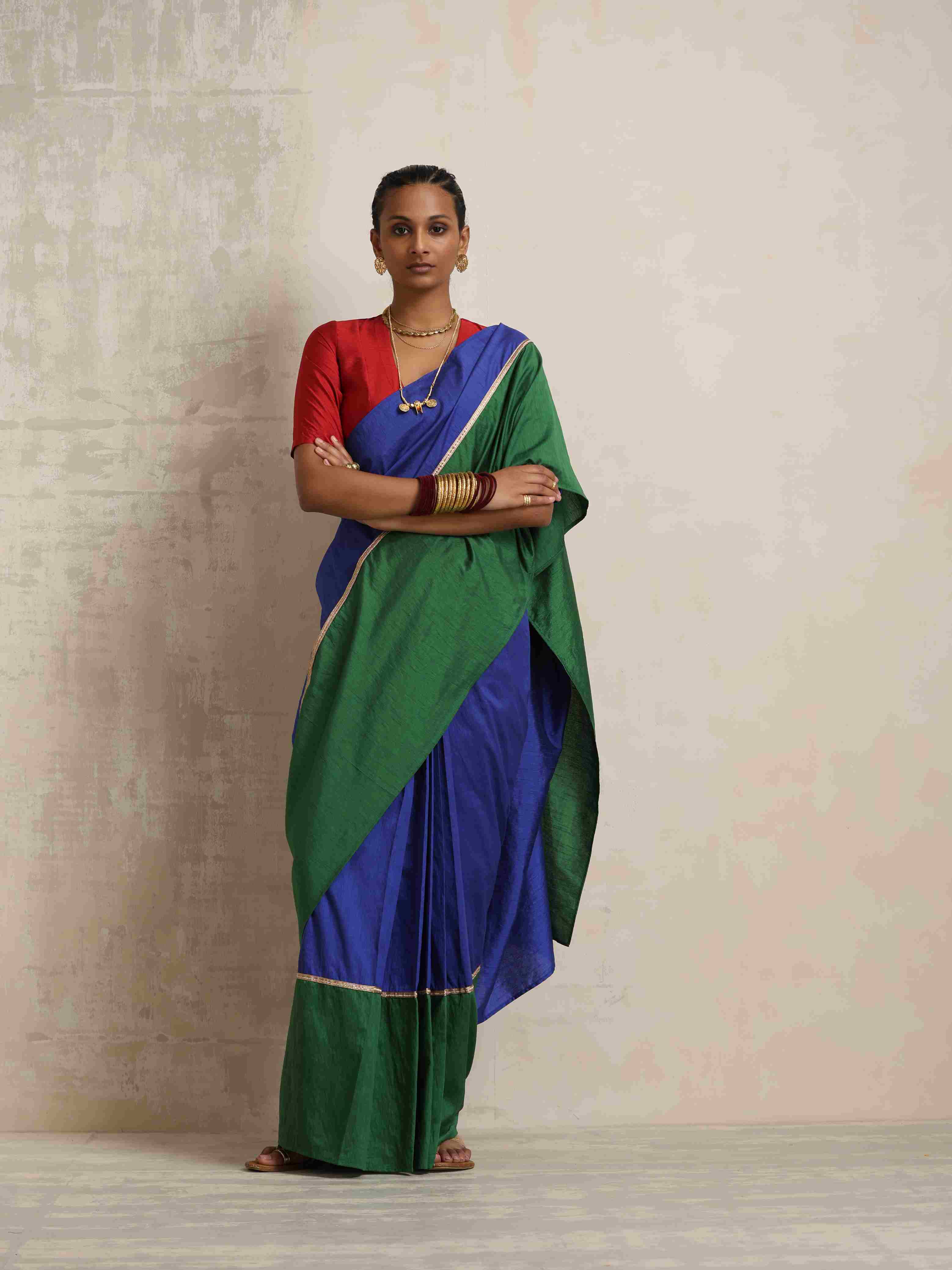 trueBrowns Blue Silk Ready To Wear Saree – Women's - view 2