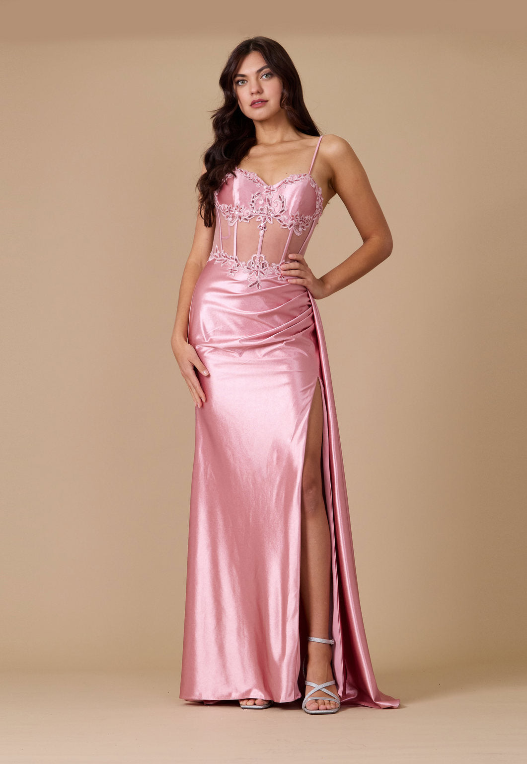 Dylan & Davids Long Corset Sexy Prom Dress – Mauve