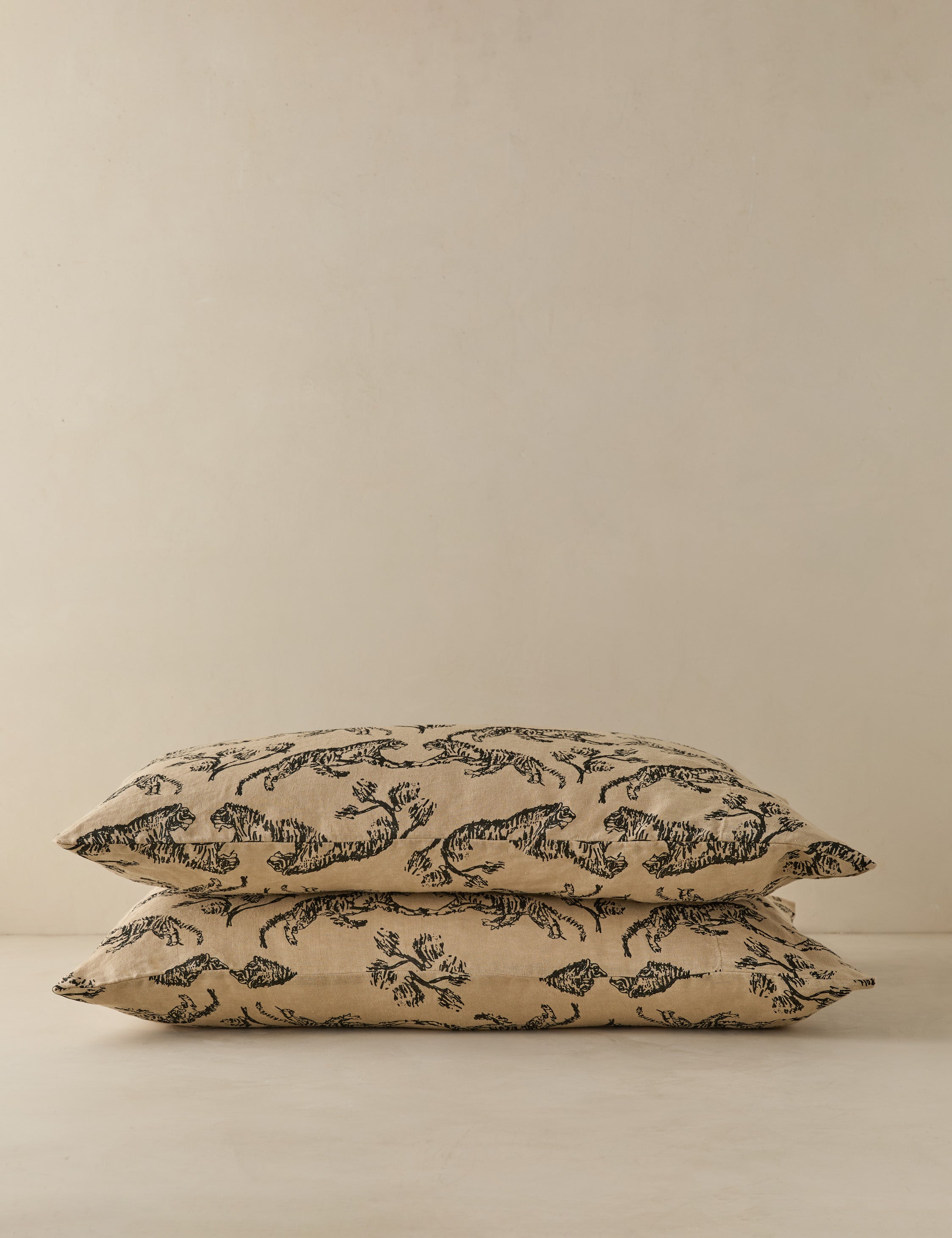 Lulu and Georgia Tiger Hemp Pillowcase (Set of 2) by Sarah Sherman Samuel