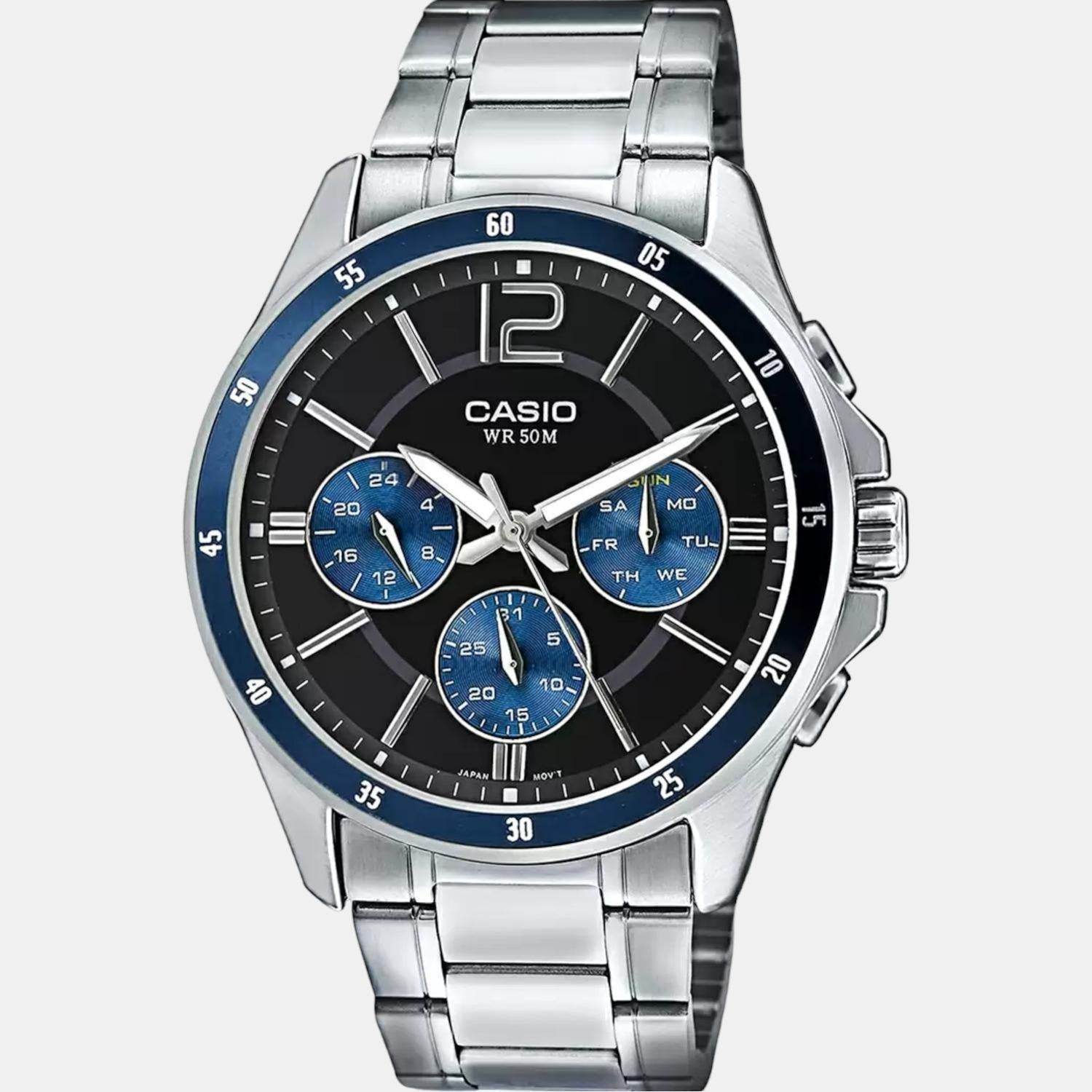 Casio Enticer Men Quartz Black Dial Chronograph Stainless Steel Watch A1646 - view 2