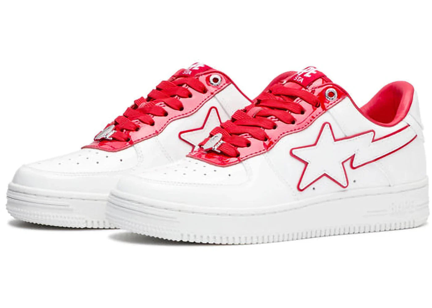 A Bathing Ape Bape Sta Patent Leather White Red - view 2