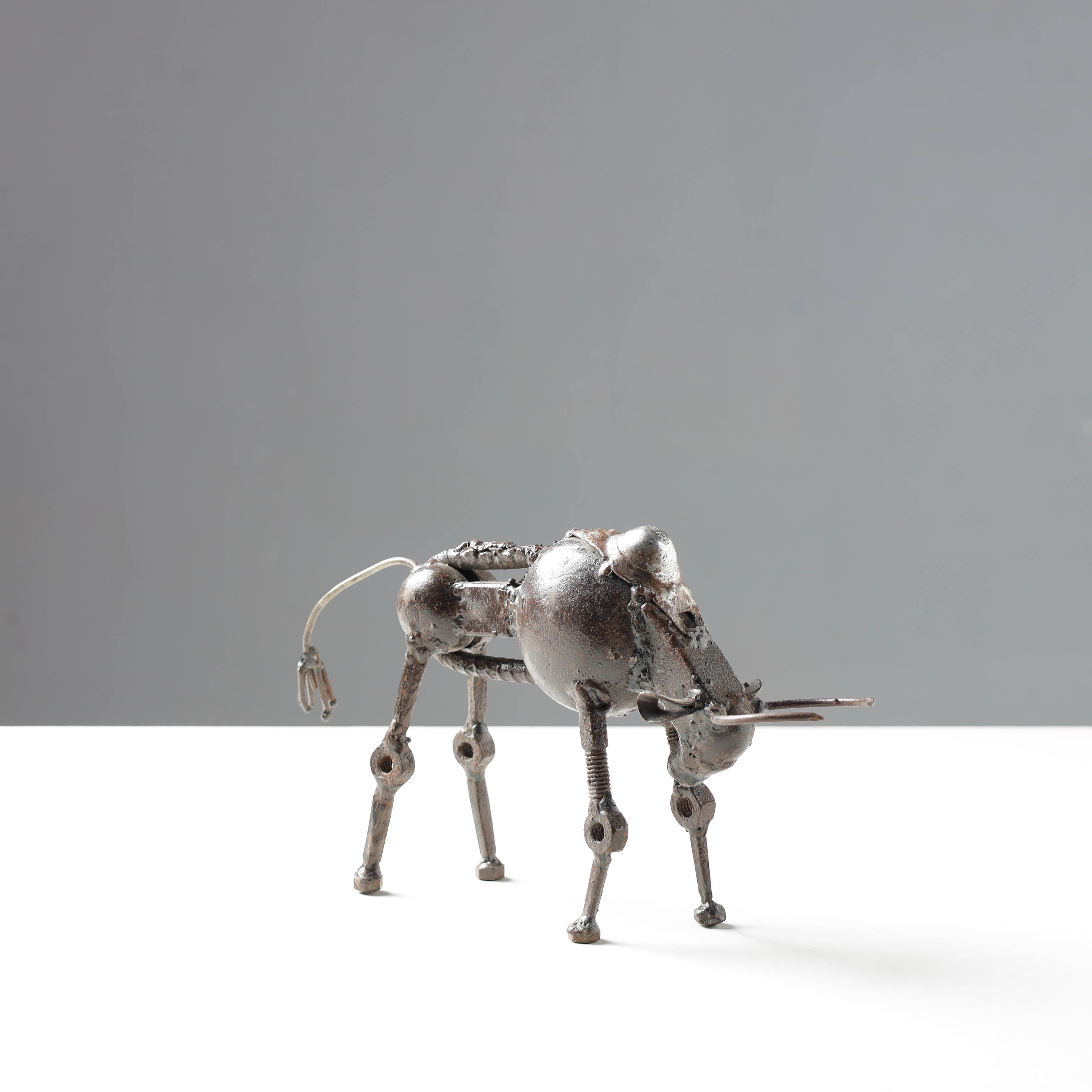 Bison - Handmade Recycled Metal Sculpture by Debabrata Ruidas - view 3