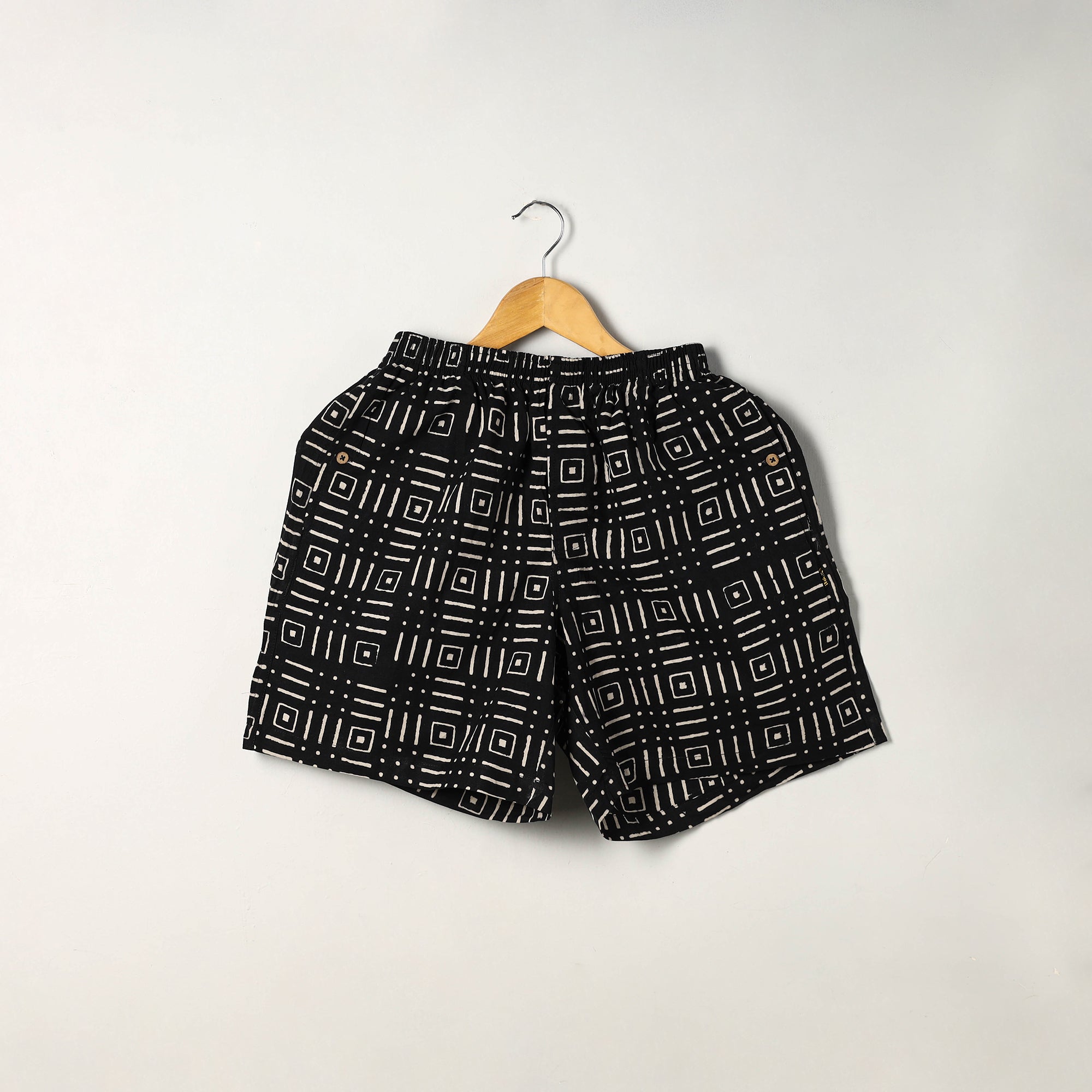 ITOKRI CASUALS Black - Block Print Cotton Unisex Sanganeri Shorts/Boxer 06