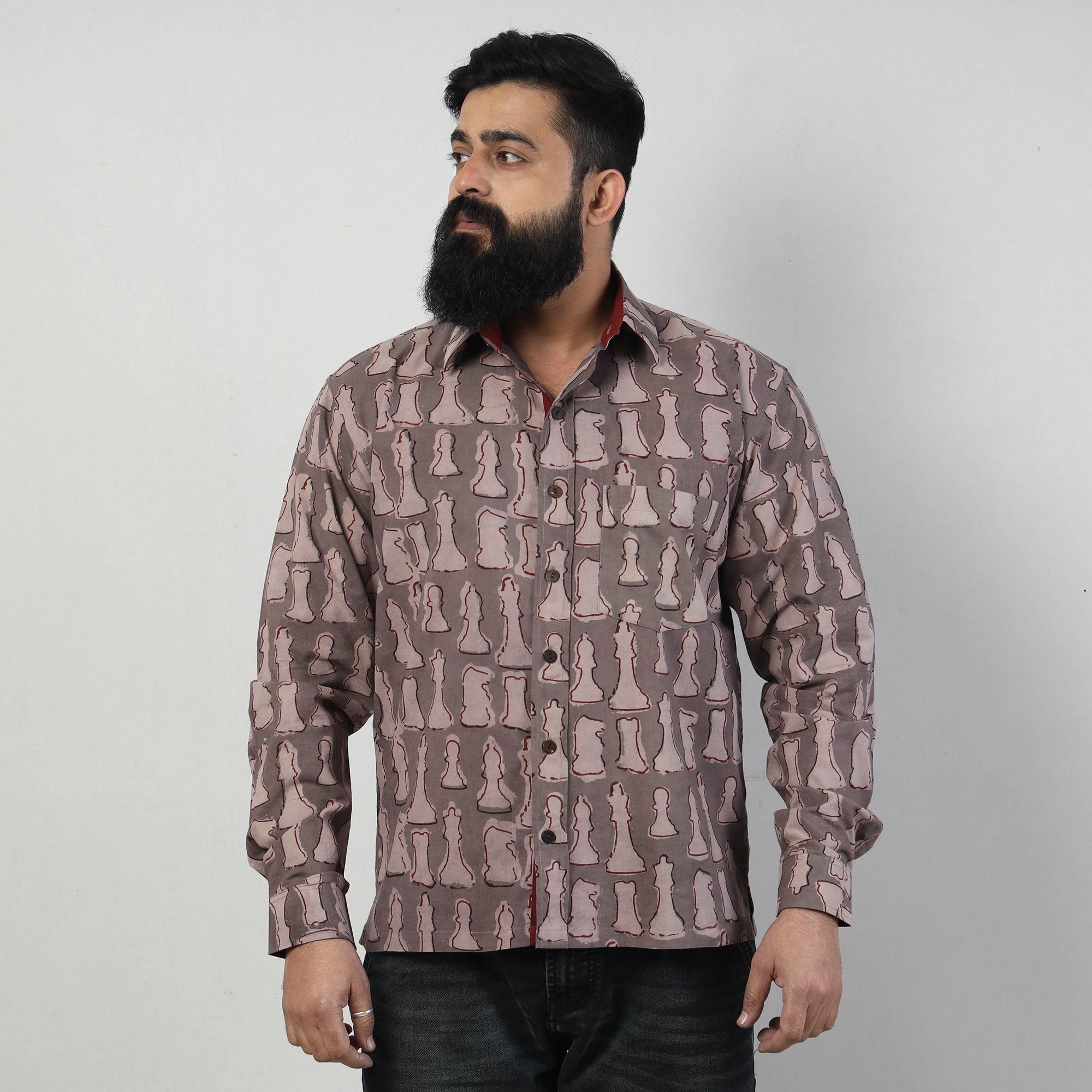 BINDAAS UNLIMITED Brown - Bindaas Block Art Printed Cotton Men Full Sleeve Shirt