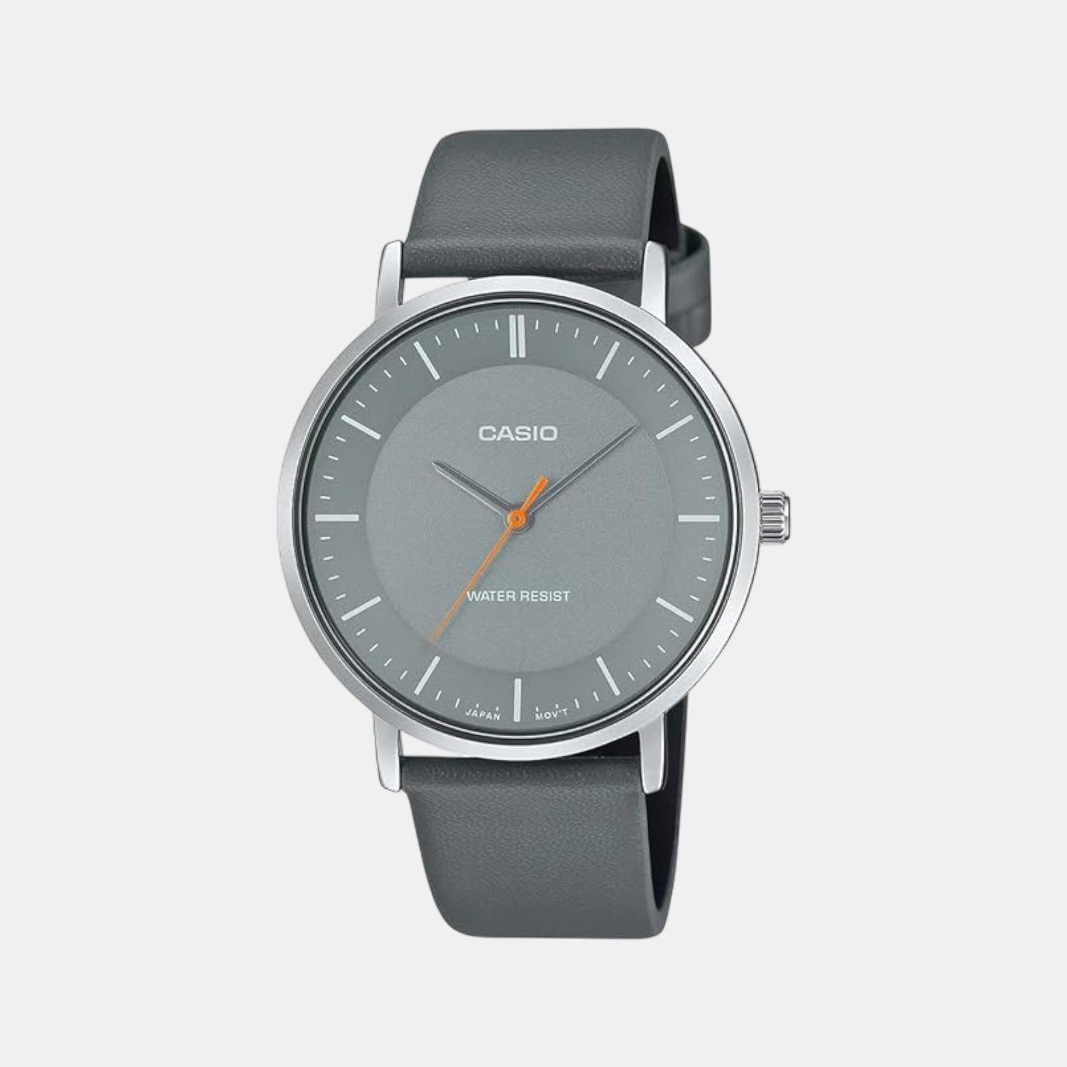 Casio Enticer Men Quartz Grey Dial Analog Leather Watch A2415