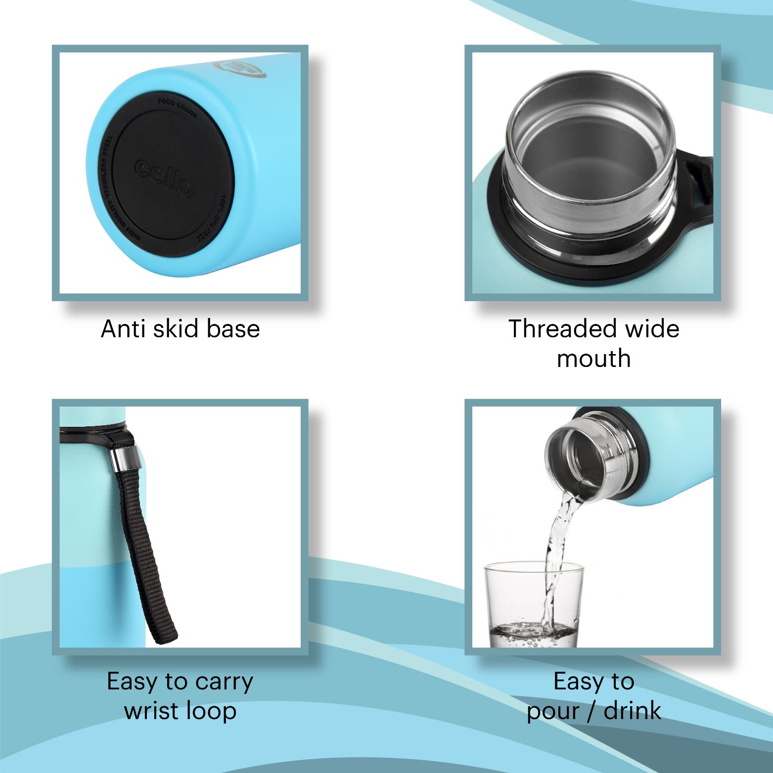 Cello Neo Kent Flask, Vacusteel Water Bottle, 750ml - view 30