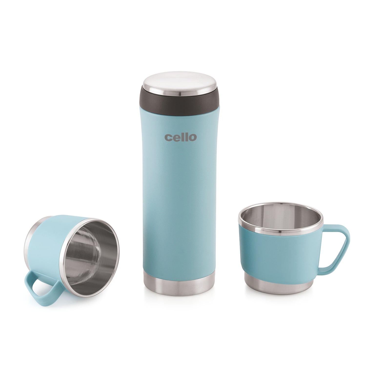 Cello My Cup Vacusteel Flask with Mugs Gift Set, 3 Pieces - view 4