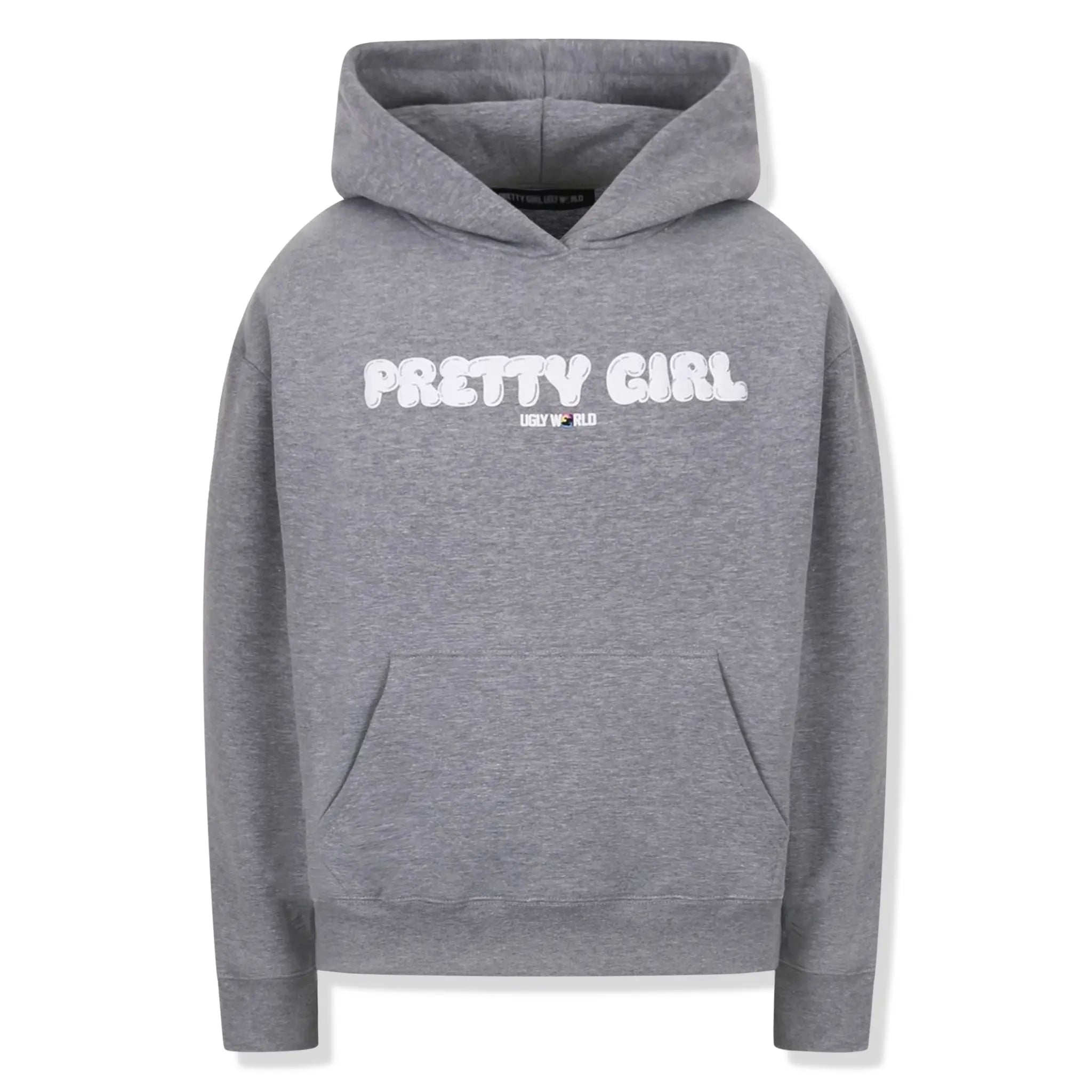 Pretty Boy Ugly World Pretty Girl Ugly World Bubble Print Grey Hoodie (W)