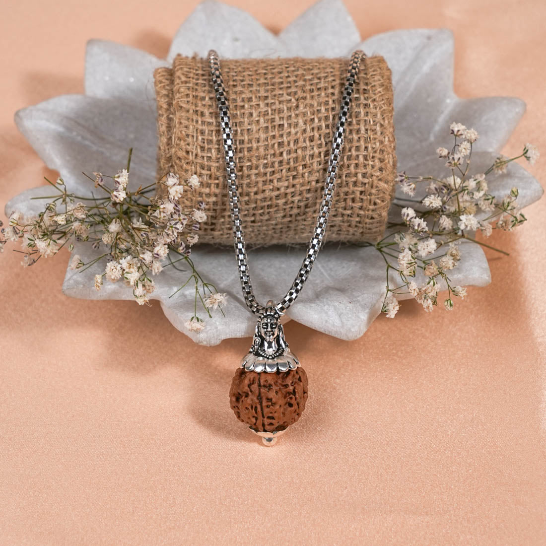 Prinjal Jewellers Adiyogi Pendant (4 Mukhi Nepali Rudraksha) With Chain - view 2