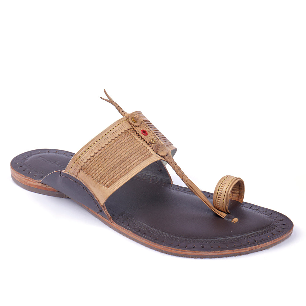 KORAKARI Brown Handstitched Leather Kolhapuri Men Slipper - view 2