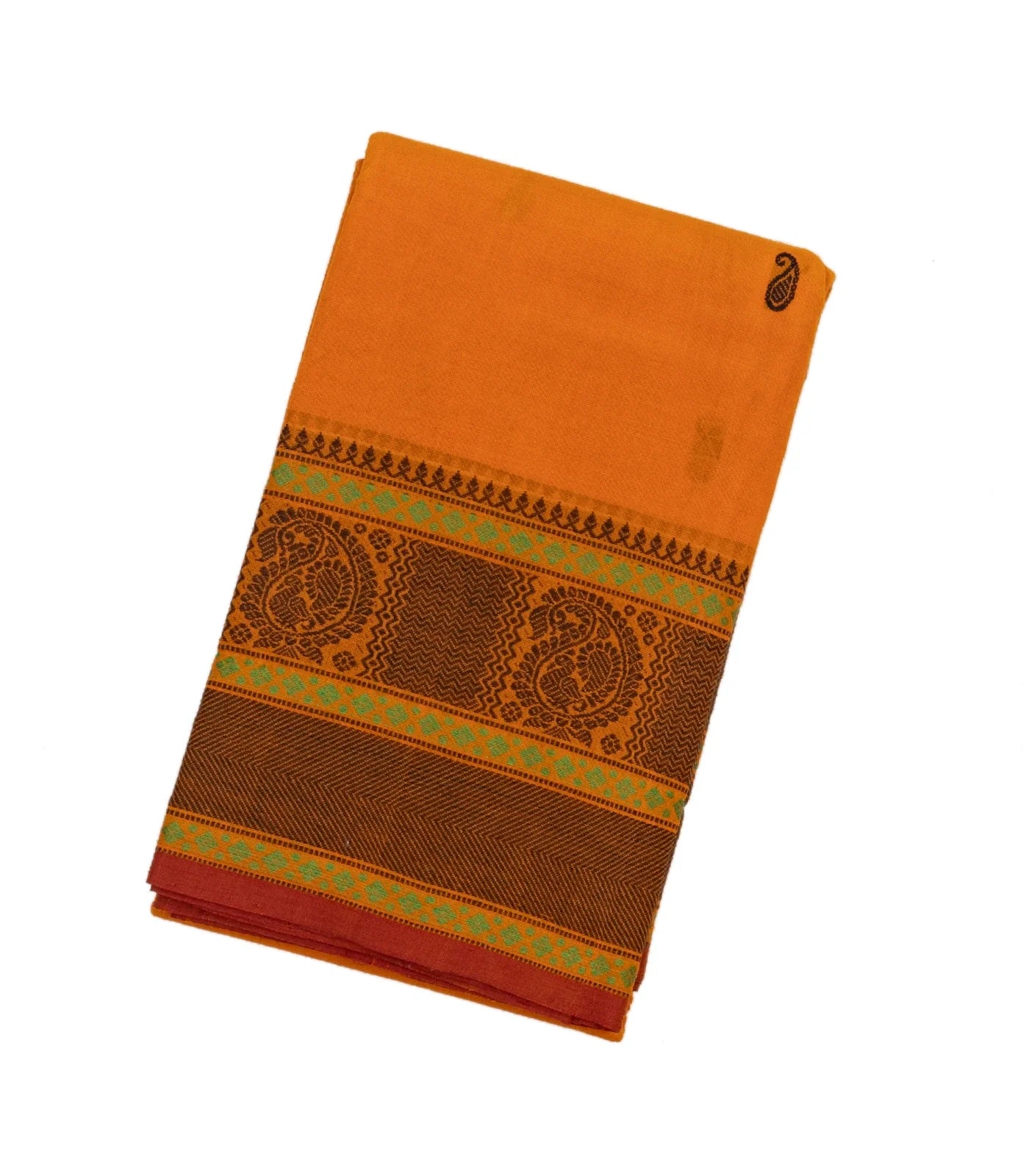 RmKV Mango Yellow Handloom Kanchi Cotton Saree With Mango Buttas