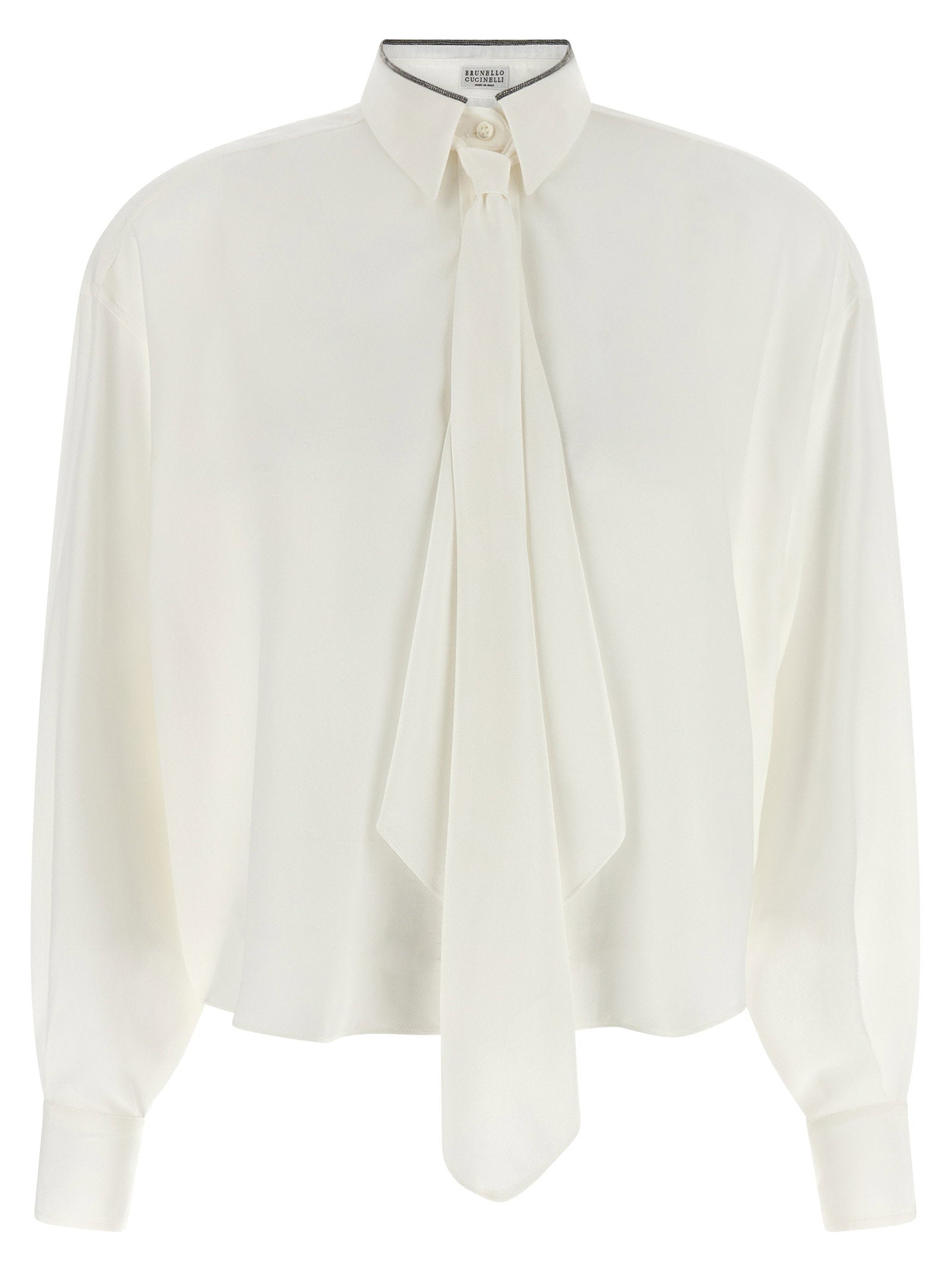 Brunello Cucinelli Shiny Collar Shirt – 100% silk