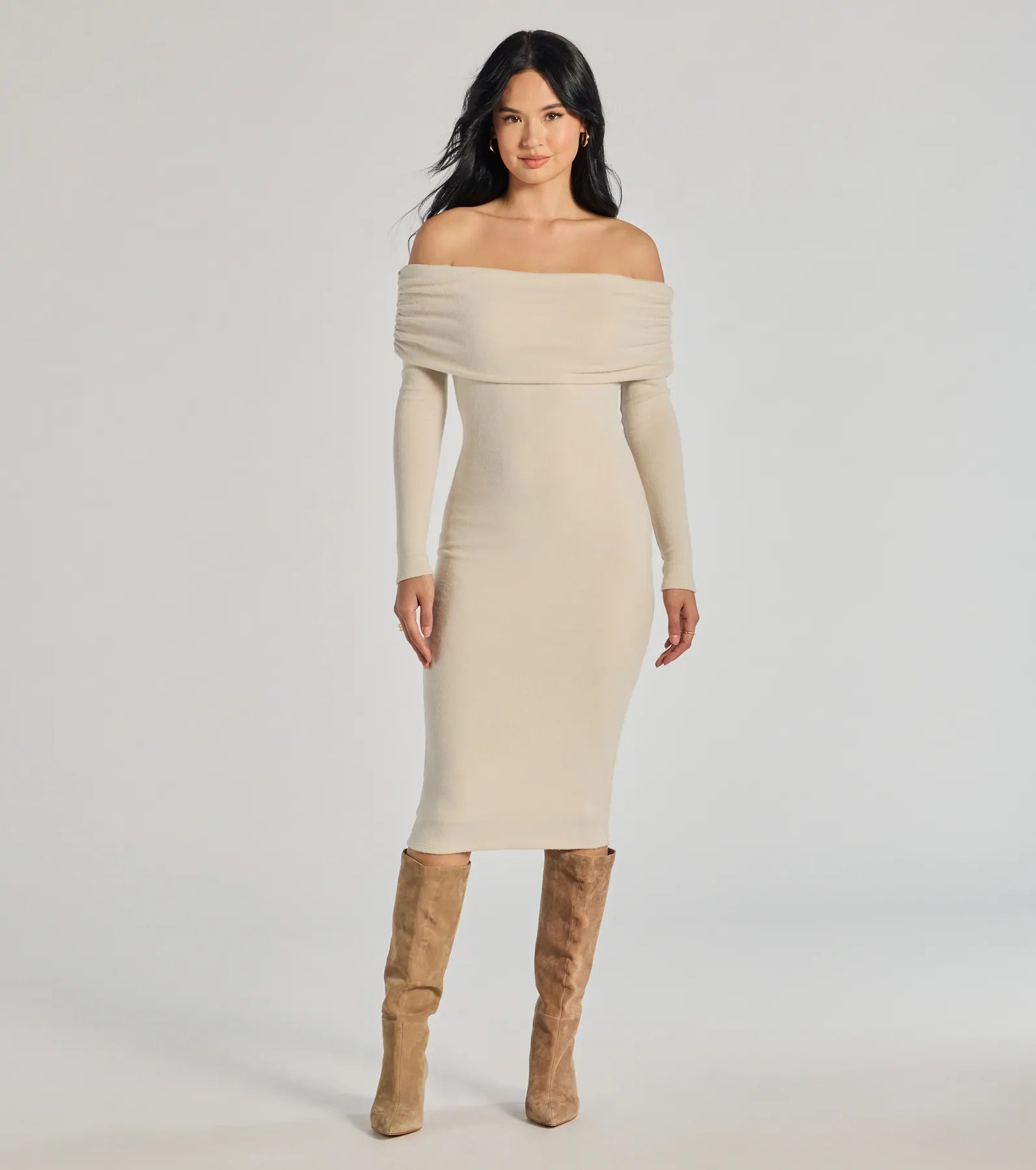 Windsor Casually Classic Long Sleeve Midi Dress