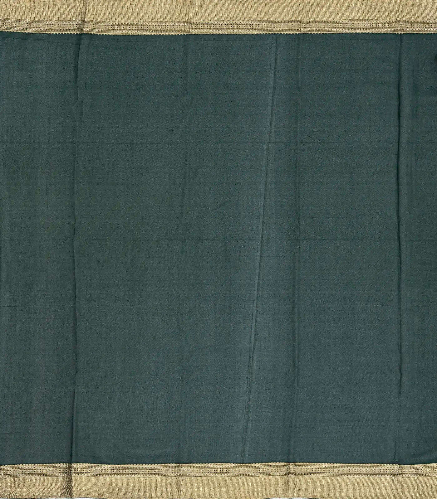RmKV Bottle Green Mysore Crepe Silk Saree With Floral Motifs & Zari Border - view 8