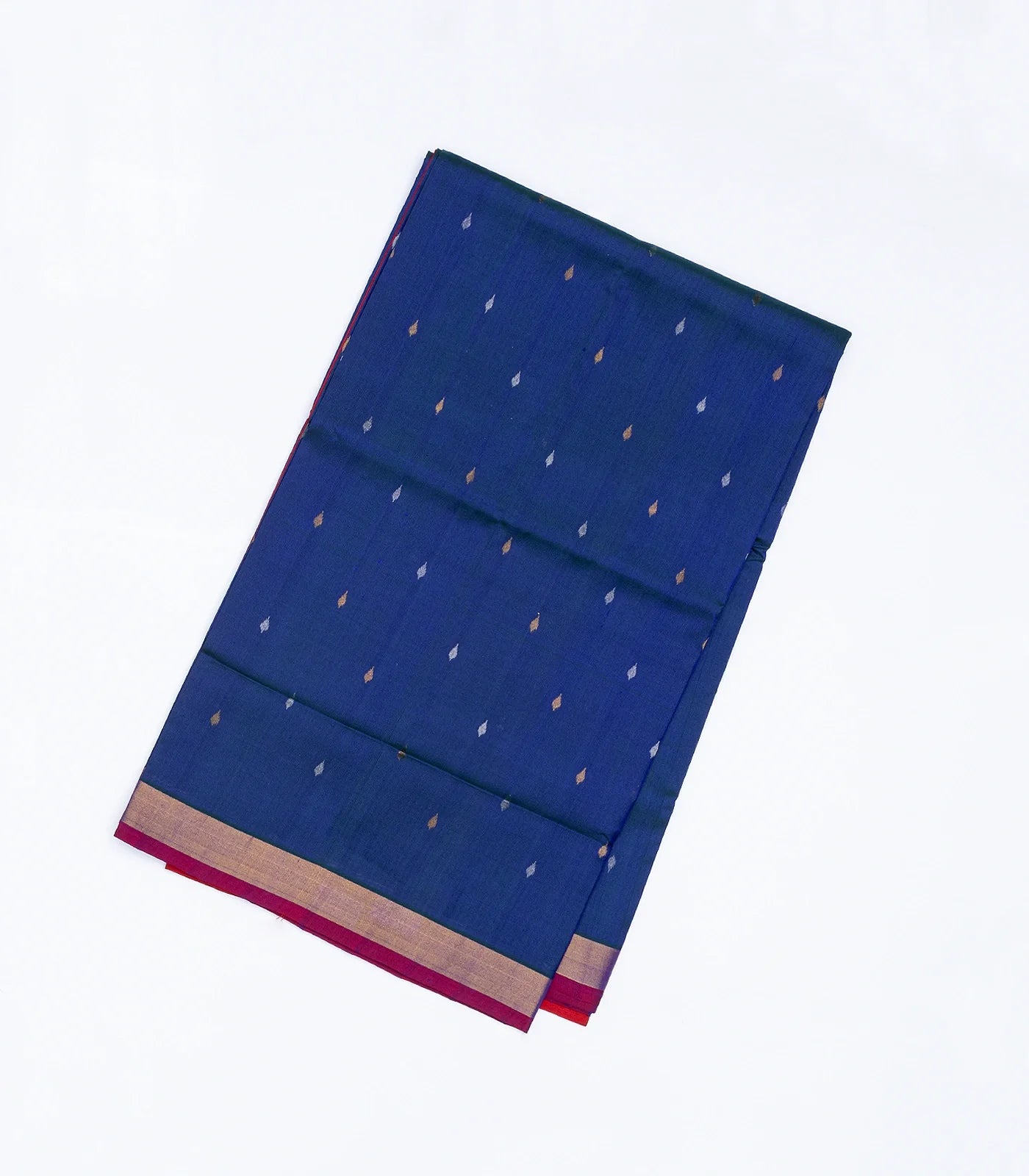 RmKV Dark Blue Handloom Uppada Silk Saree With Droplet Buttas