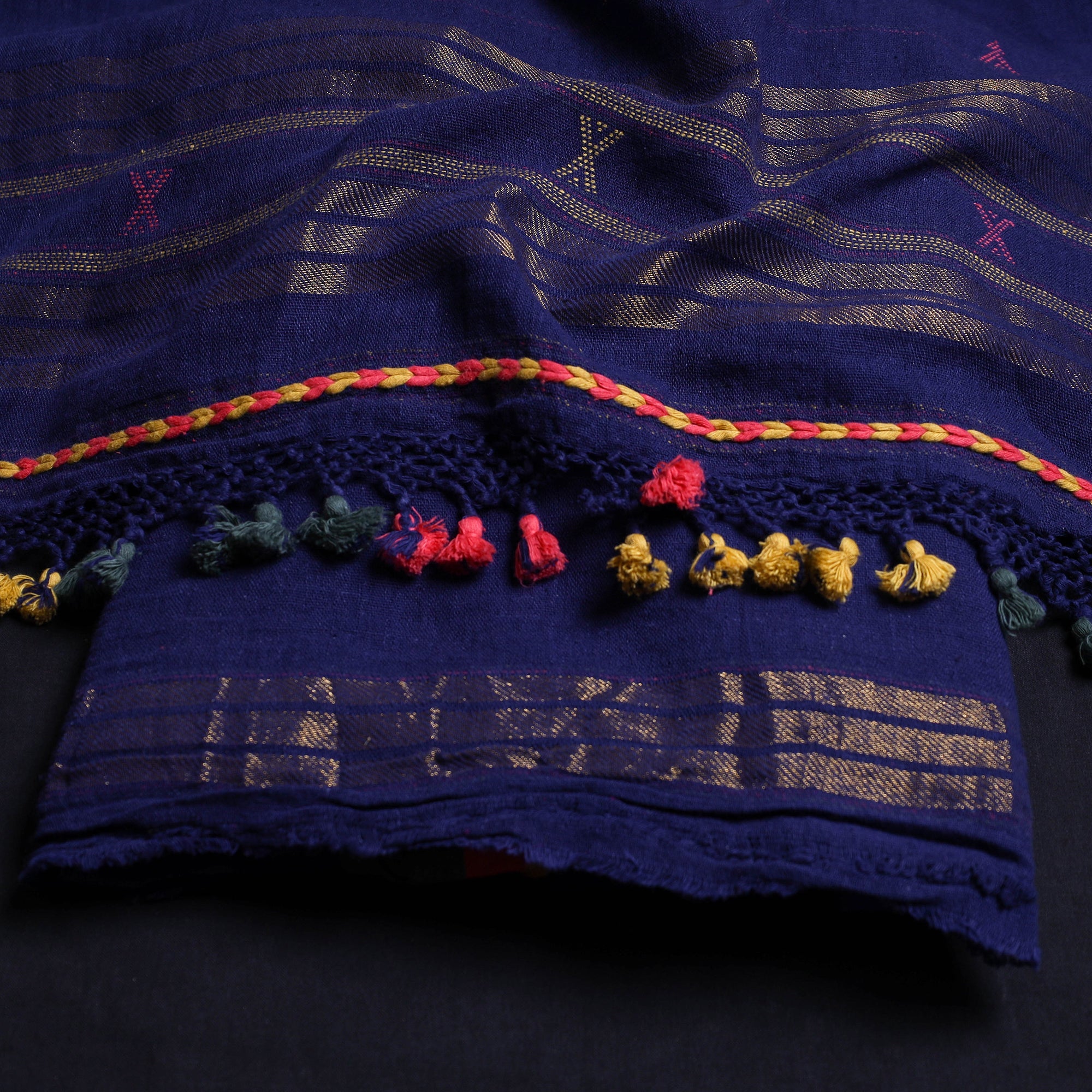 KACHCHH JI CHHAAP 3pc Kutch Handloom Organic Kala Cotton Suit Material Set 14 - view 2