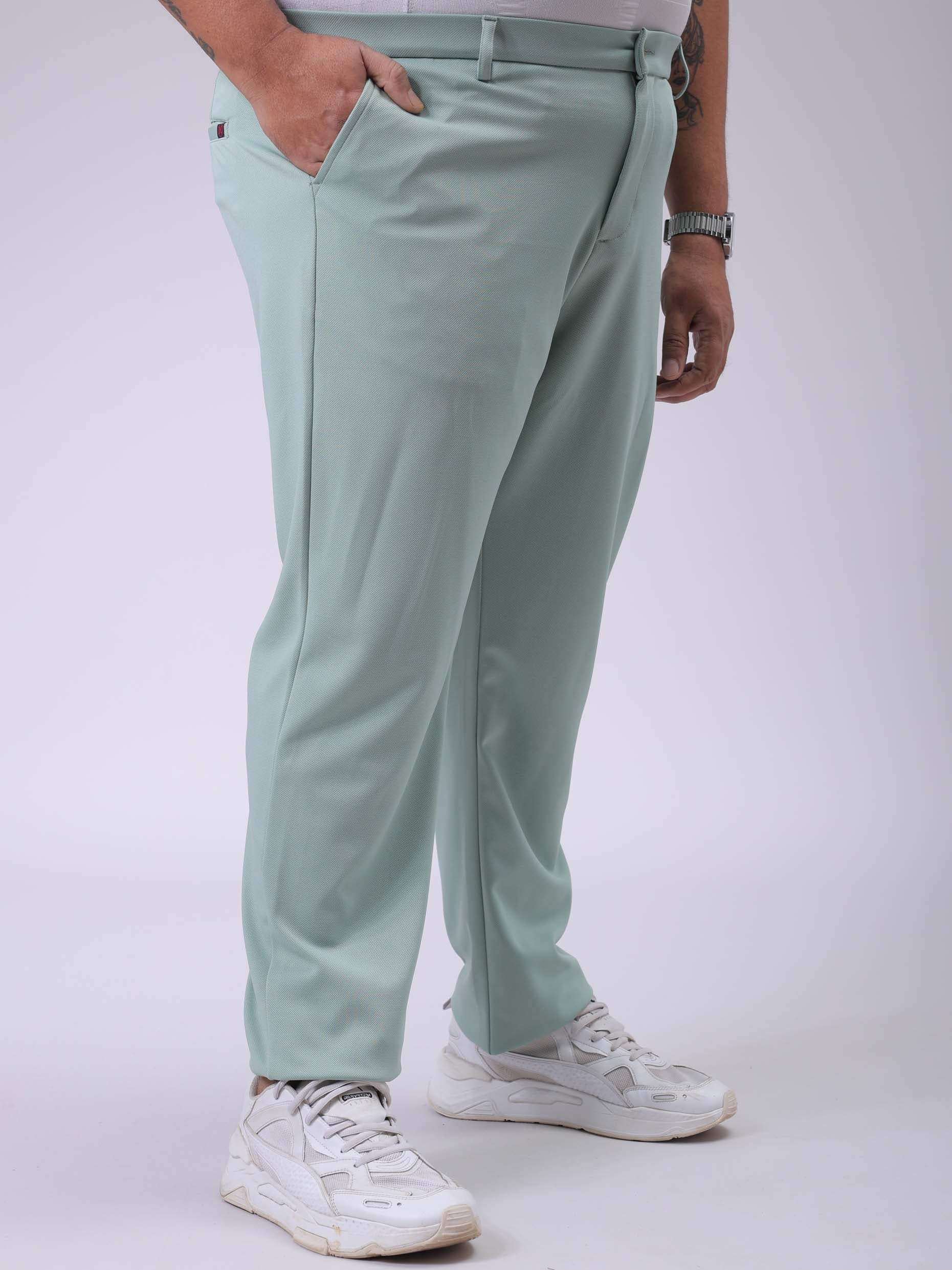 HARDSODA Men's Plus Size Green Regular Fit Solid Chinos - view 4