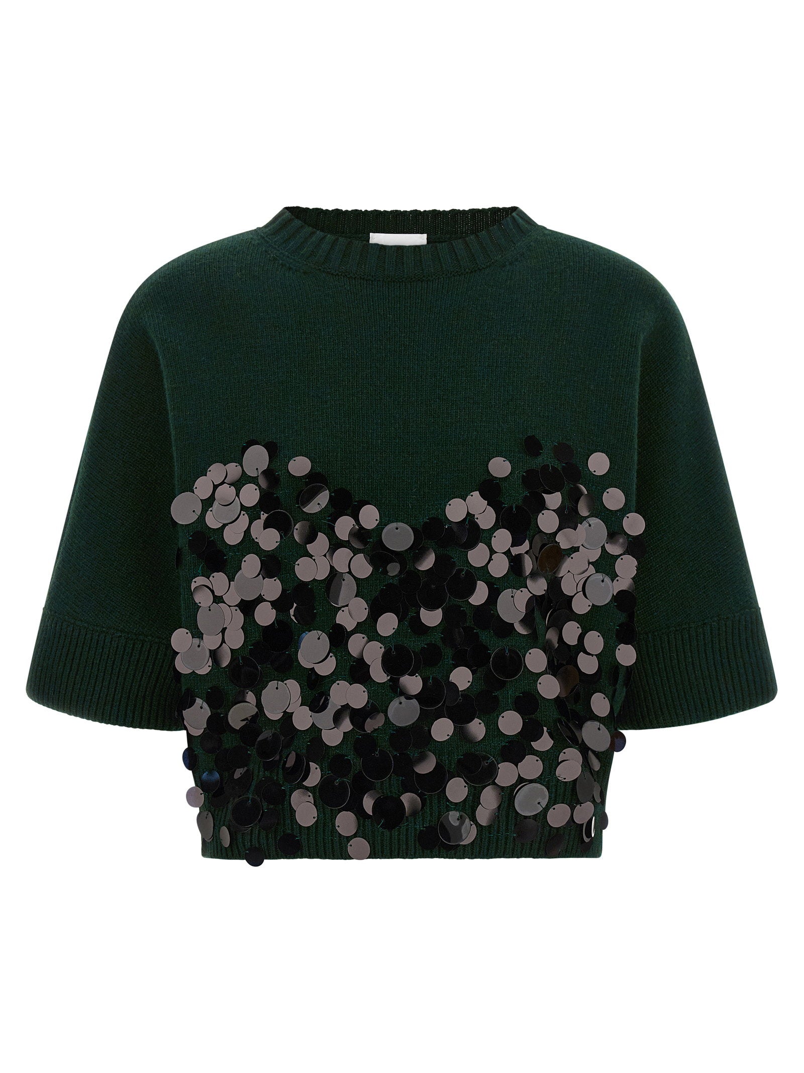 Nude Sequin Cropped Sweater