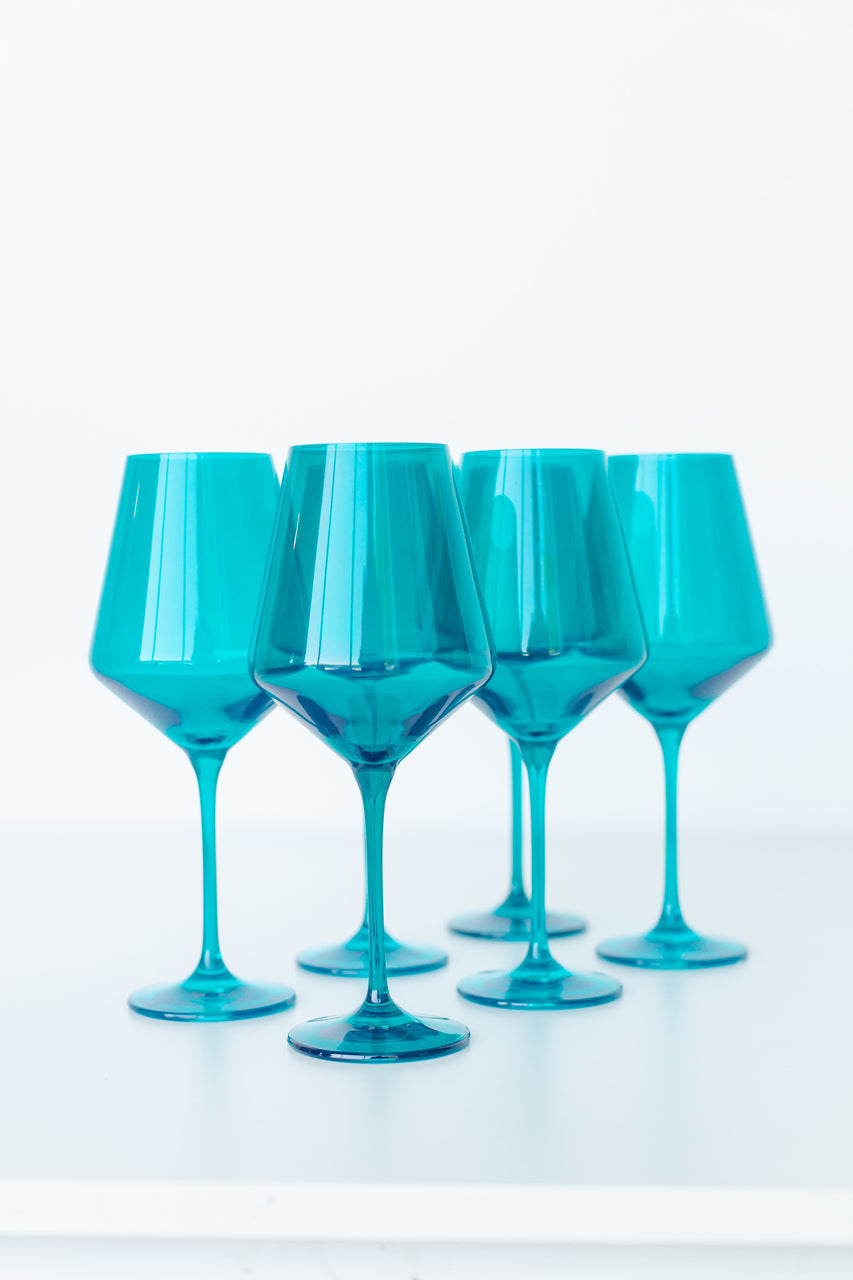 Estelle Colored Glass Estelle Colored Wine Stemware - Set of 6 {Teal}