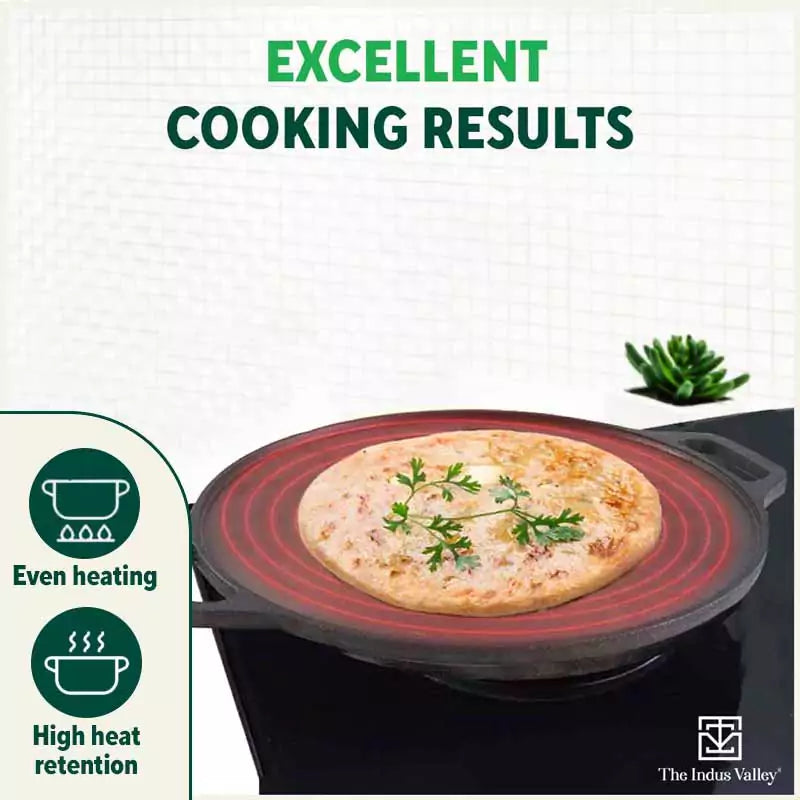 The Indus Valley CASTrong Cast Iron Roti/Dosa Tawa, Pre-seasoned, Nonstick, 100% Pure, Toxin-free, Gas & Induction, Free ₹110 Spatula, 30.2cm, 2.4kg - view 7
