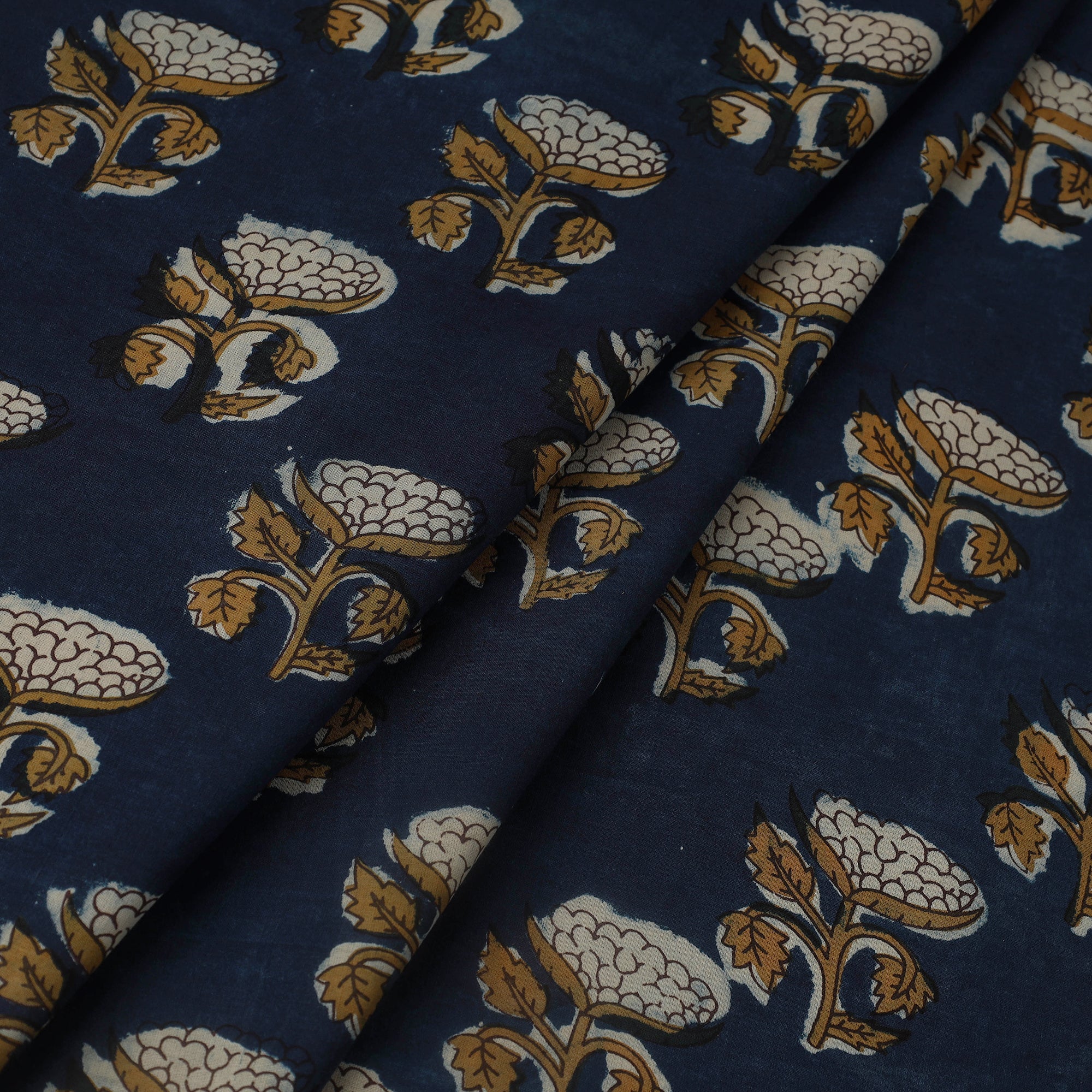 ARTISAN HAND BLOCK PRINTS Blue - Block Print Cotton Jahota Fabric 40 - view 2