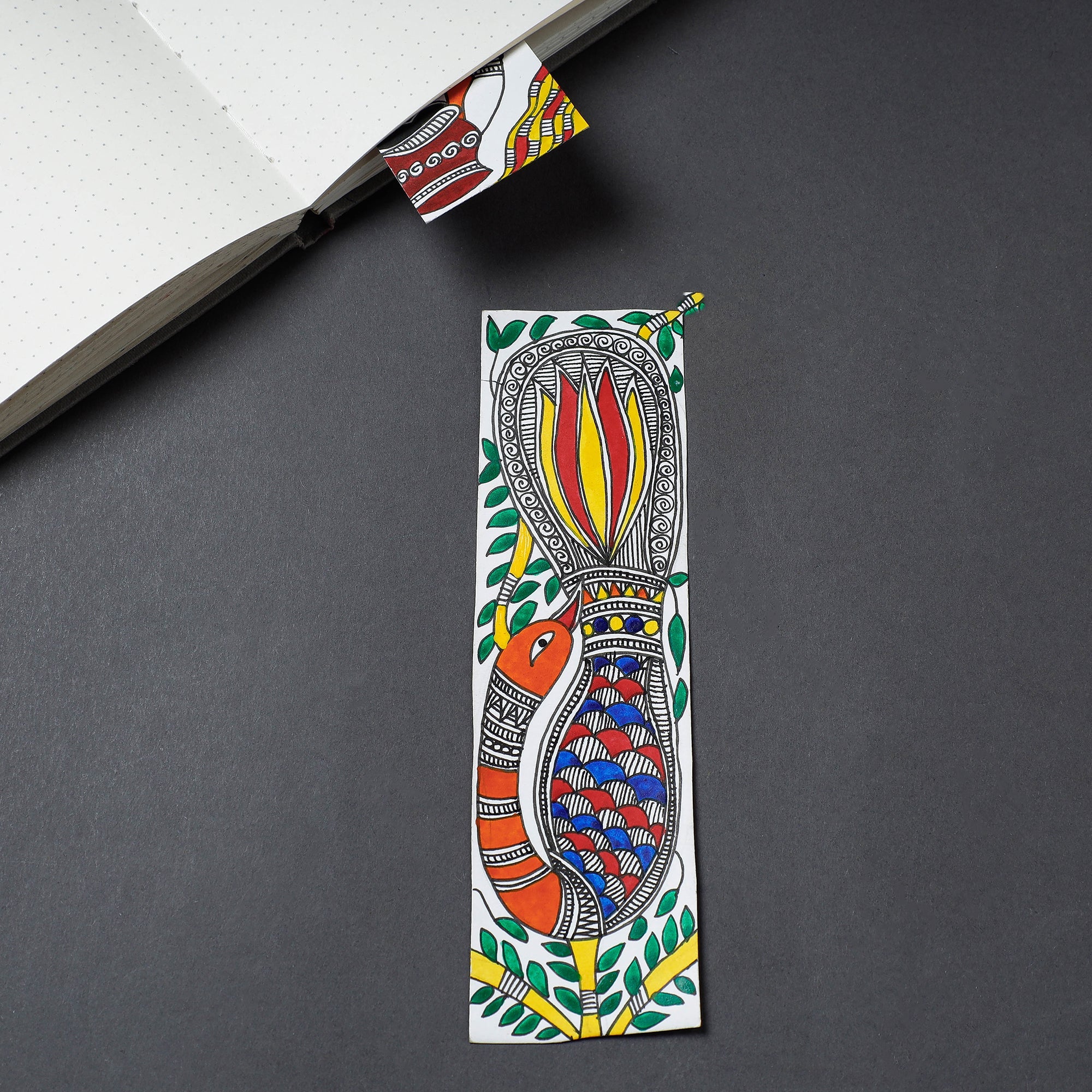 ITOKRI CRAFTS INITIATIVE Assorted - Madhubani Handpainted Bookmark (7 x 2 in)