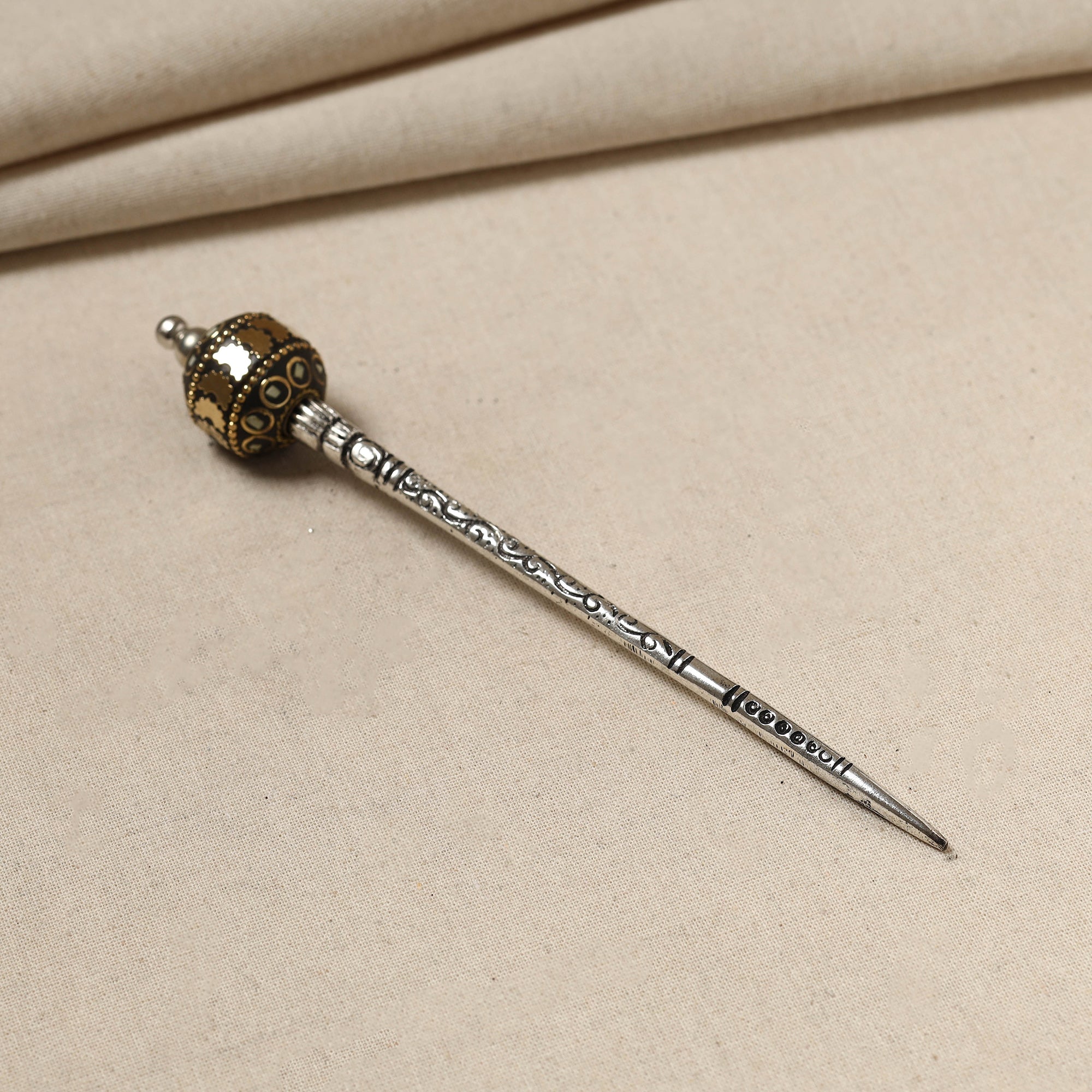 WHITE RIVER STORIES Antique Finish Oxidised German Silver Juda Stick
