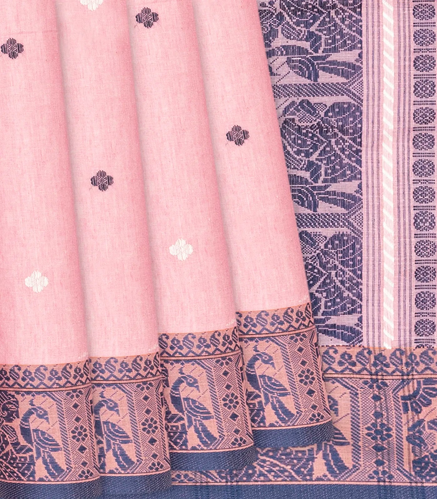 RmKV Lilac Bengal Cotton Saree With Floral Butta-Lilac - view 2