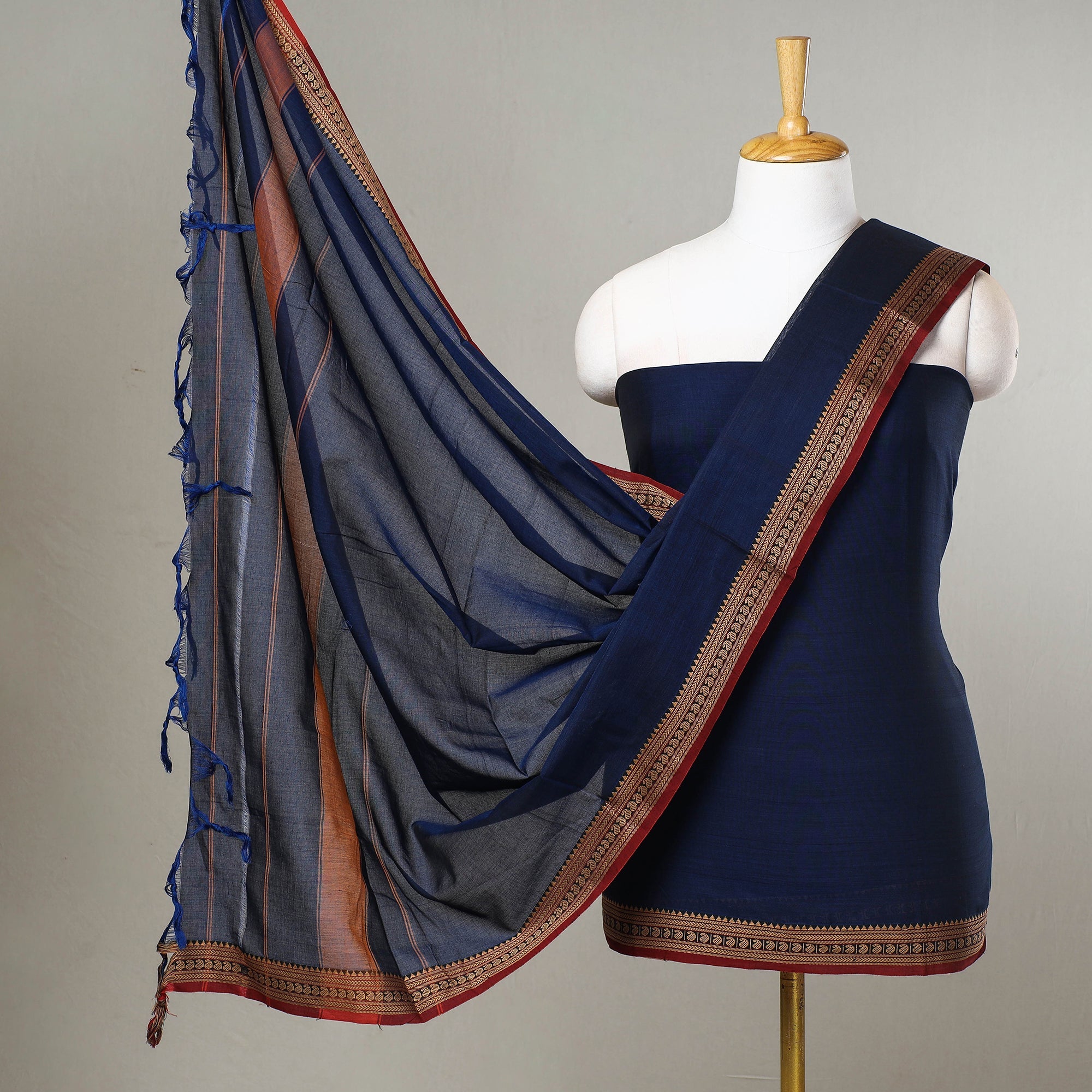 SOUTH KARGHA Blue - 3pc Cotton Dharwad Dress Material 08
