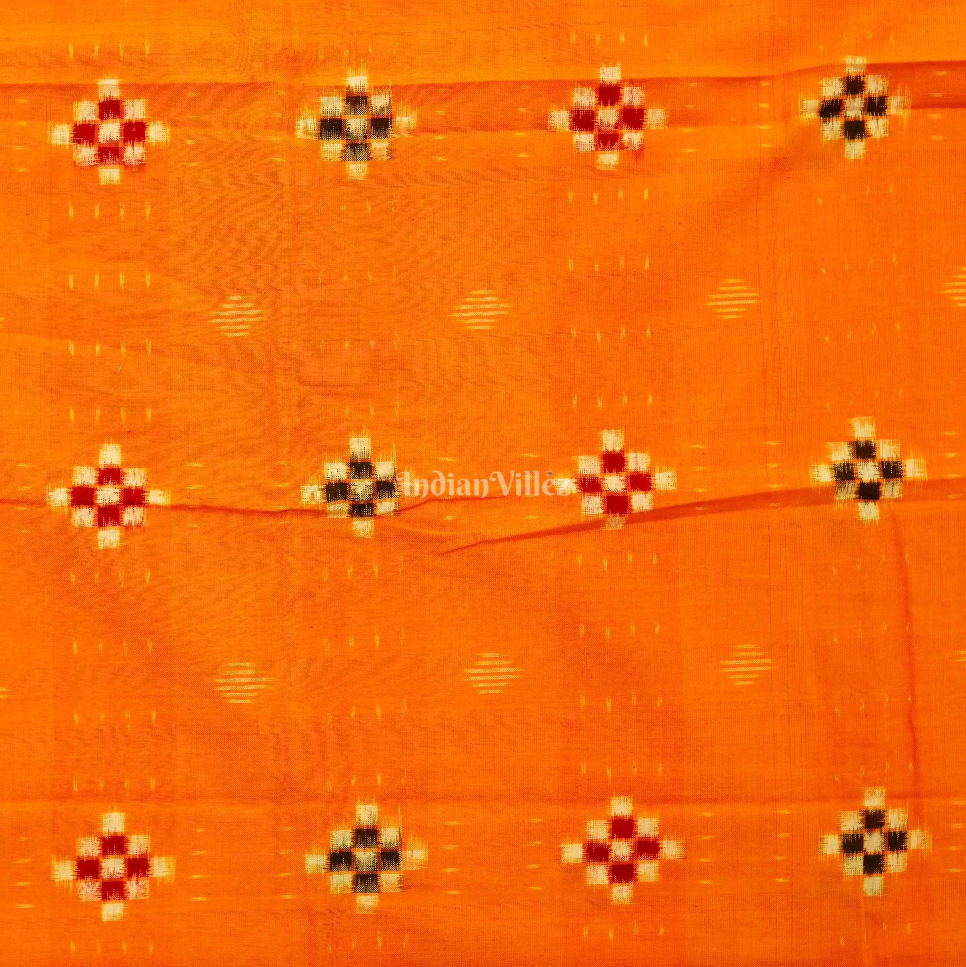 IndianVillèz Yellow Pasapali Theme Sambalpuri Ikat Cotton Fabric - view 2
