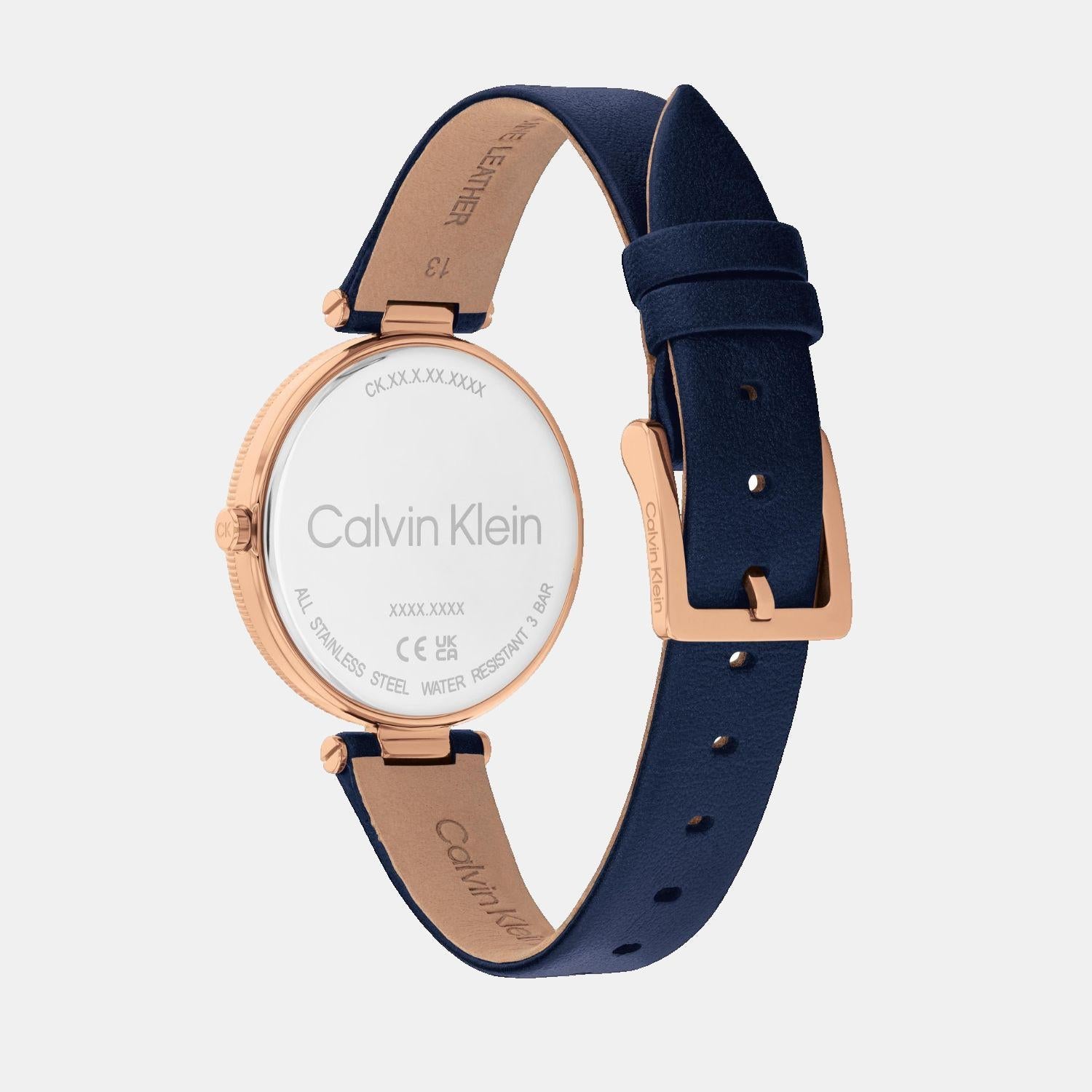 Calvin Klein Gleam Women Quartz Blue Dial Analog Leather Watch 25100041 - view 3