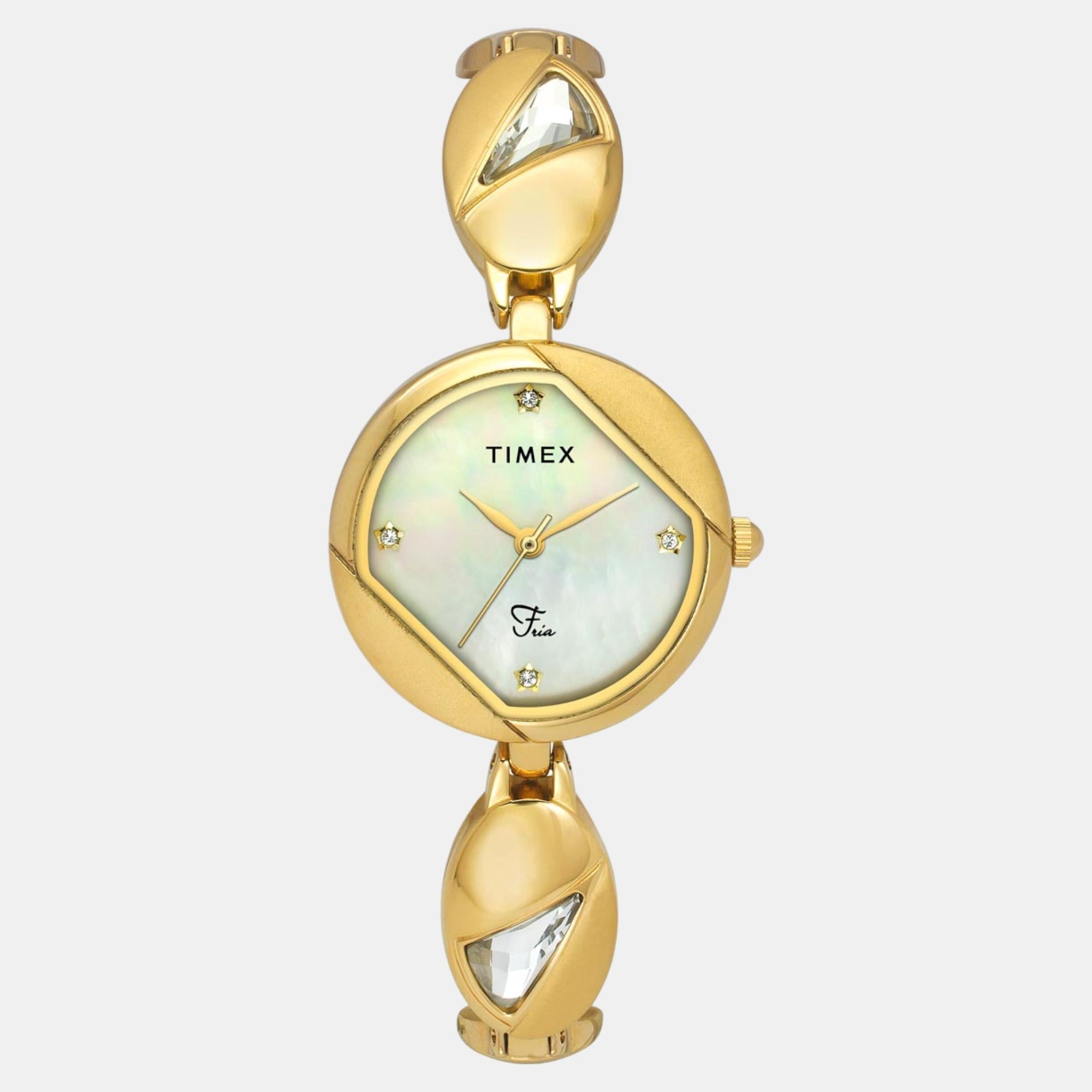 Timex Fria Women Quartz Mother Of Pearl Dial Analog Brass Watch TWEL16305