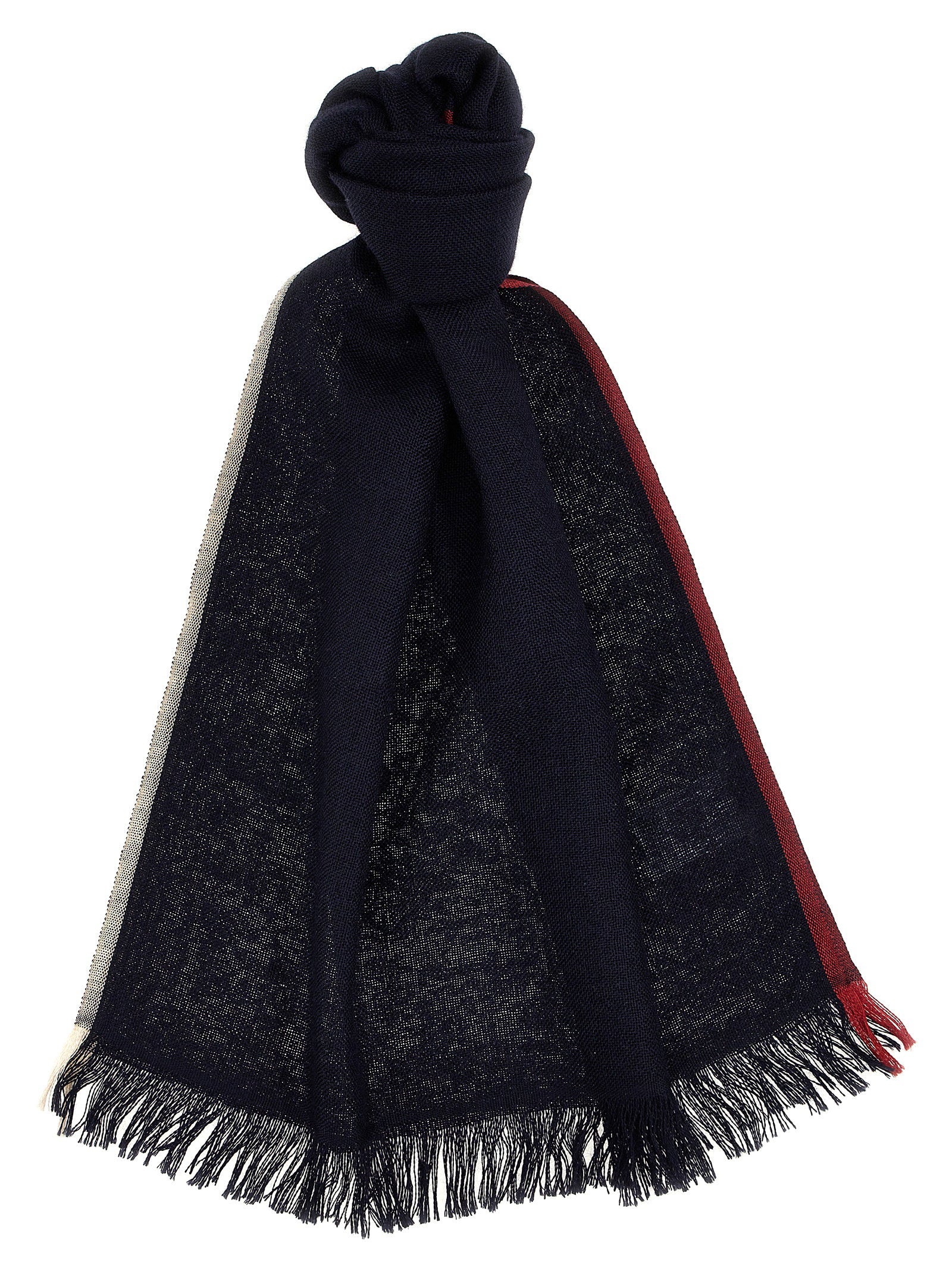 Brunello Cucinelli Contrast Border Scarf – 70% cashmere 30% silk