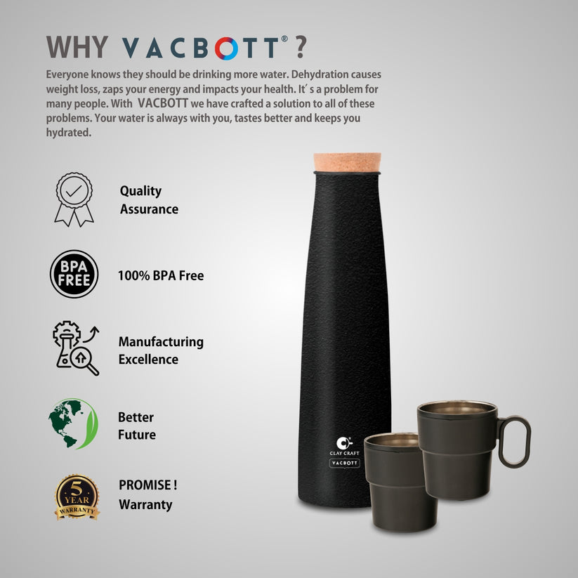 Clay Craft Vacbott Crest Combo Set Single Walled Non Insulated Water Bottle with Single Walled Victor Mug (2 Pcs) | Set of 3 Pcs - view 3
