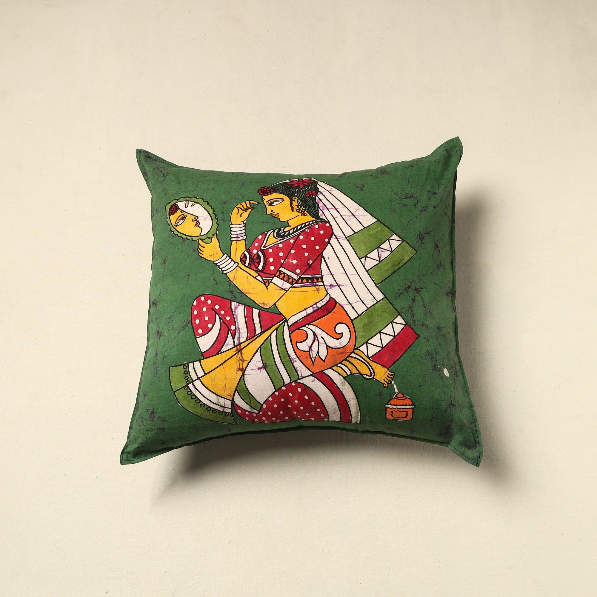 KACHCHH JI CHHAAP Pure Cotton Hand Batik Cushion Cover (18 x 18 in) 90