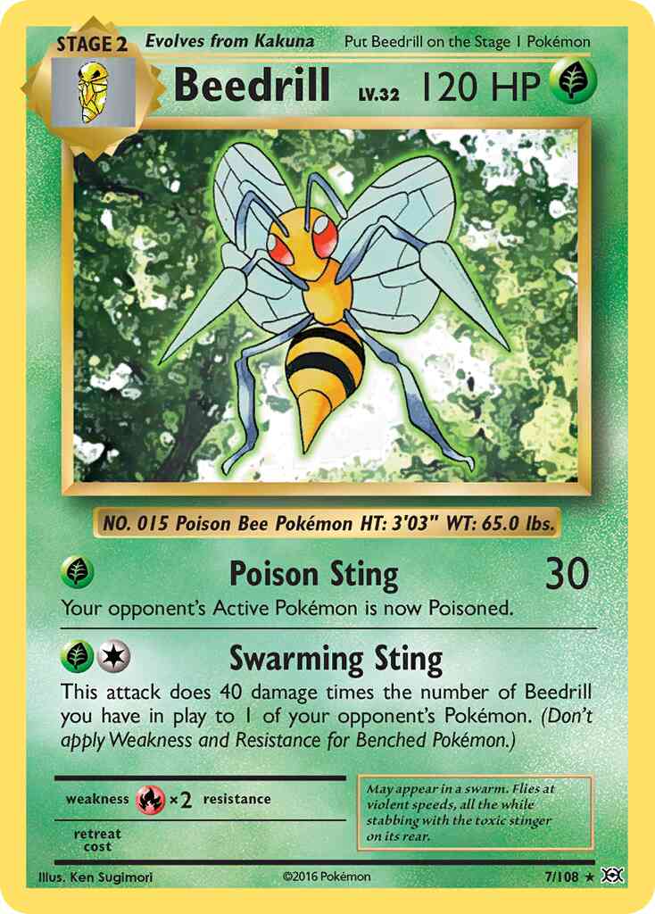 Rare xy12-7 reverse – Pokémon Beedrill - 7/108 - Rare [xy12-7] [Reverse Holo]