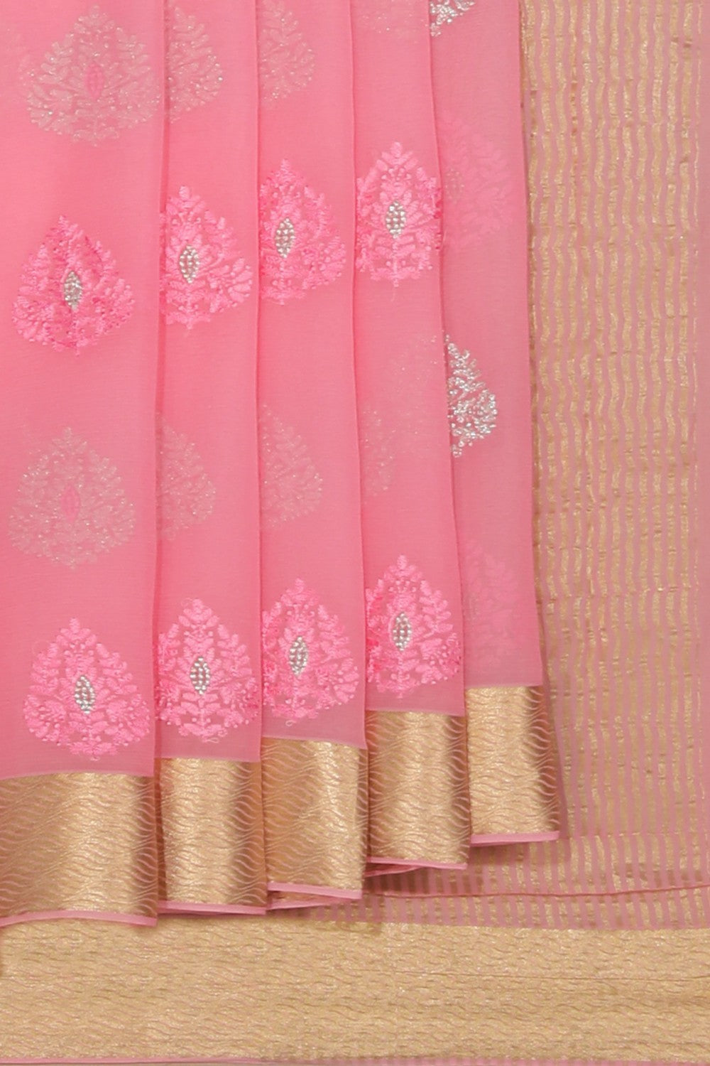Kalanjali Crepe Pink Saree – Women's