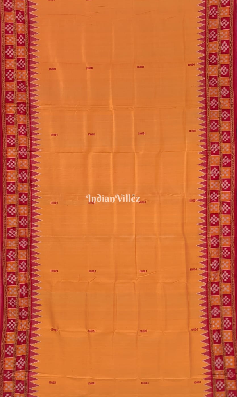 IndianVillèz Deep Yellow Double Border Pasapalli Fish Motif Khandua Silk Saree - view 7
