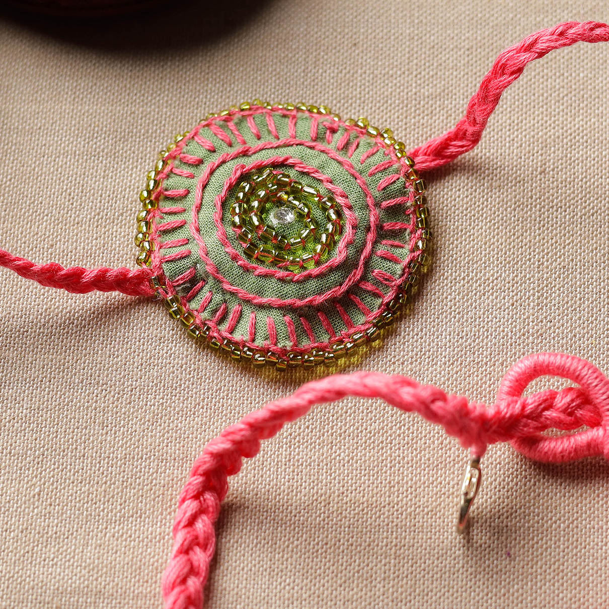 Beads & Thread Embroidered Reusable Rakhi by Neeli Titlee 147 - view 2
