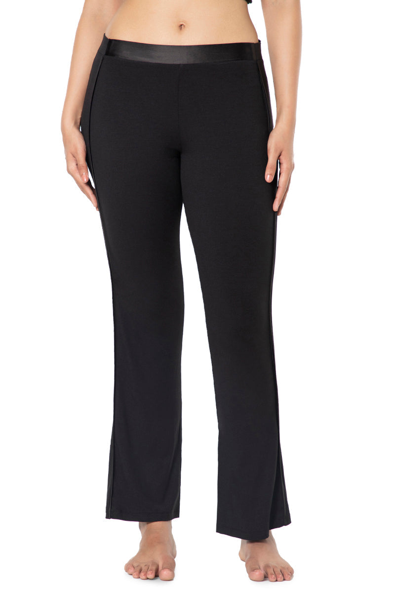 Amante Satin Edge Pyjama Bottom - Black