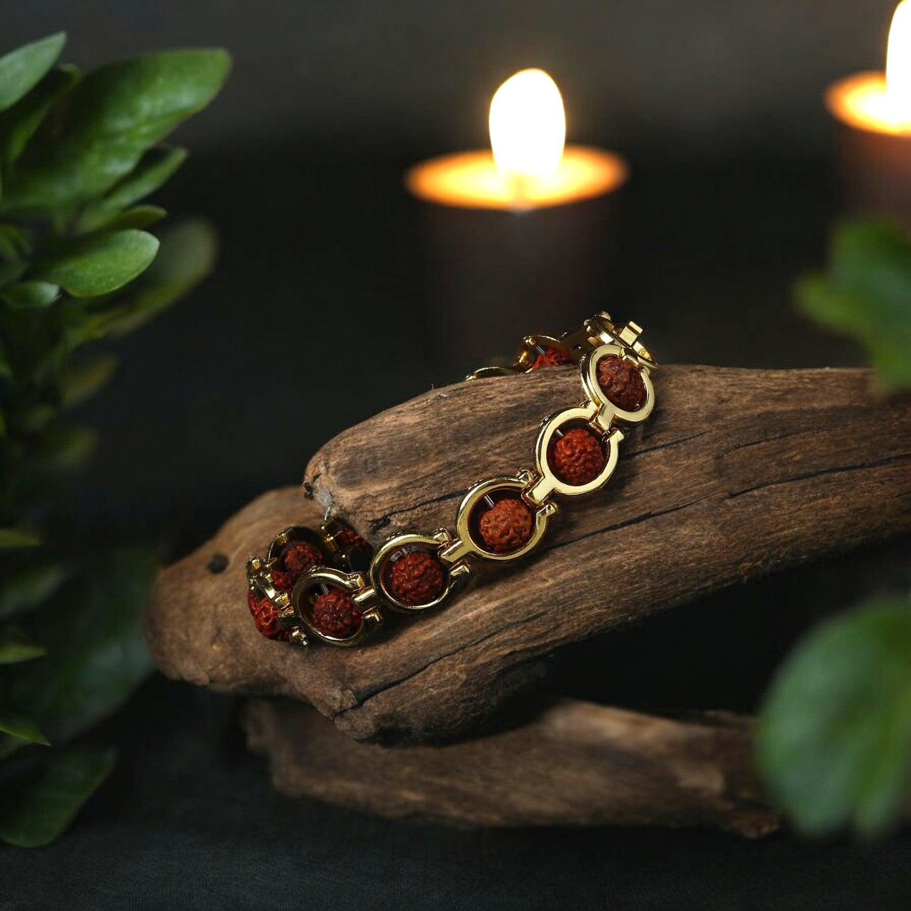 Soultheory Gold Plated Round Rudraksha Bracelet