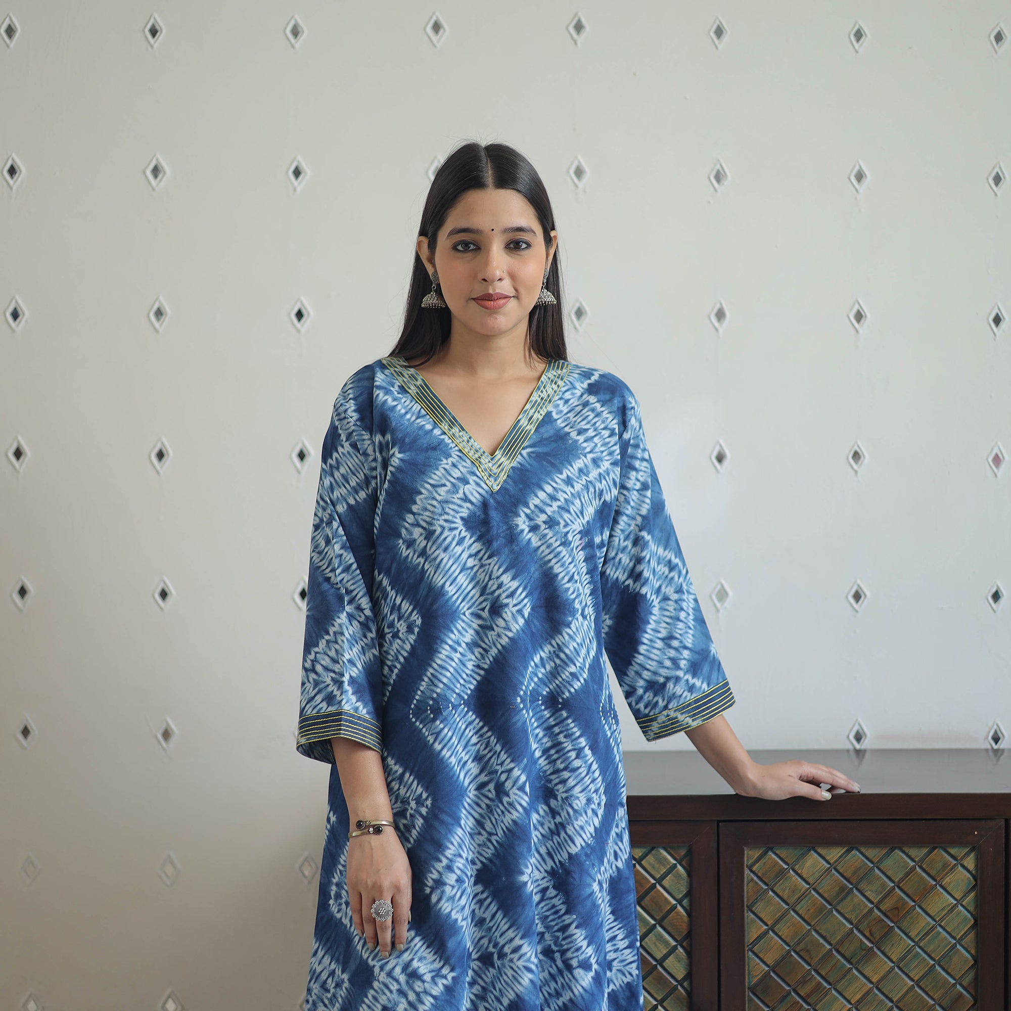 ITOKRI CASUALS Blue - A-Line Tie & Dye Cotton Shibori Kurta 01