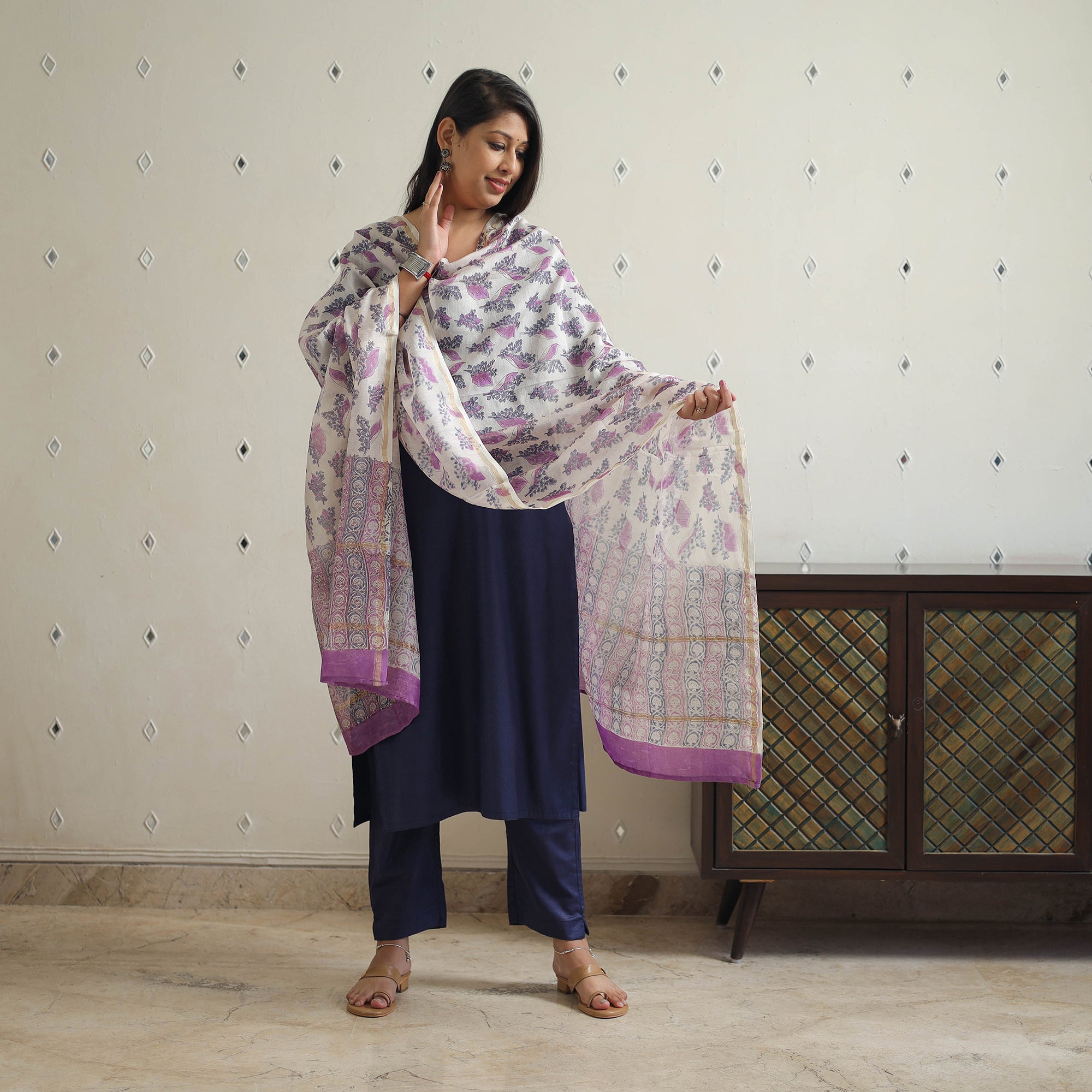 ITOKRI CASUALS Blue - Bhagalpuri Linen Cotton Plain Kurta Set 05 - view 2